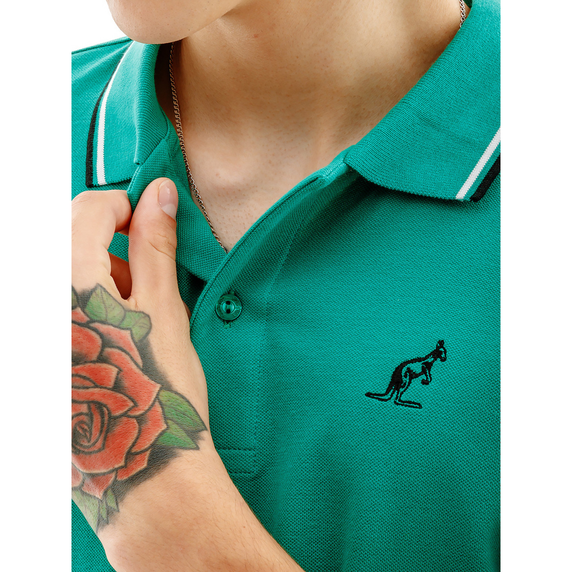 Чоловіча Футболка AUSTRALIAN 2-STRIPE PIQUE' POLO - R-FIT Зелений 2XL (7dLSUPO0005-913 2XL) - 2 - Robinzon.ua