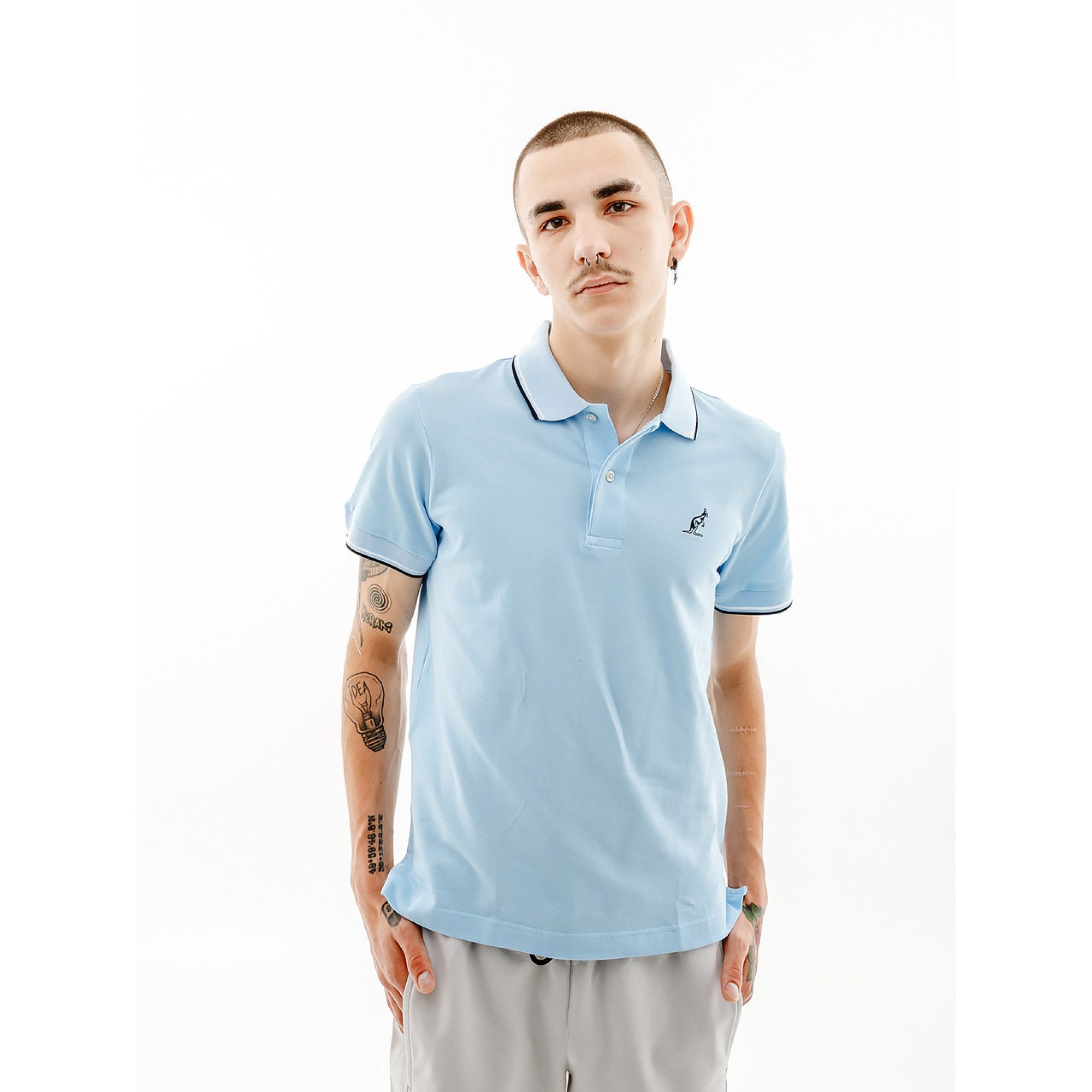 Чоловіча Футболка AUSTRALIAN 2-STRIPE PIQUE' POLO S-FIT Блакитний XL (7dLSUPO0004-440 XL) - Robinzon.ua