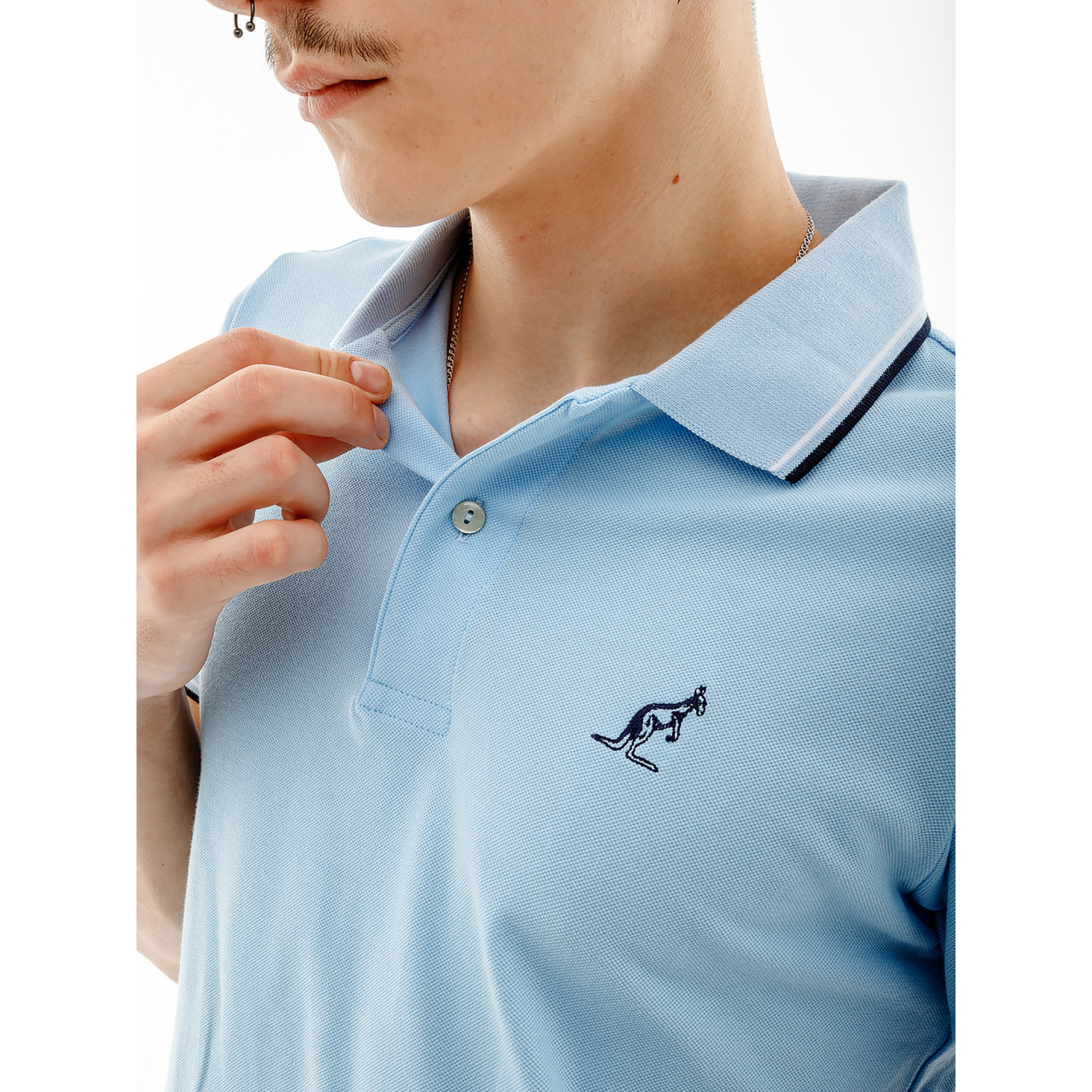 Чоловіча Футболка AUSTRALIAN 2-STRIPE PIQUE' POLO S-FIT Блакитний XL (7dLSUPO0004-440 XL) - 3 - Robinzon.ua