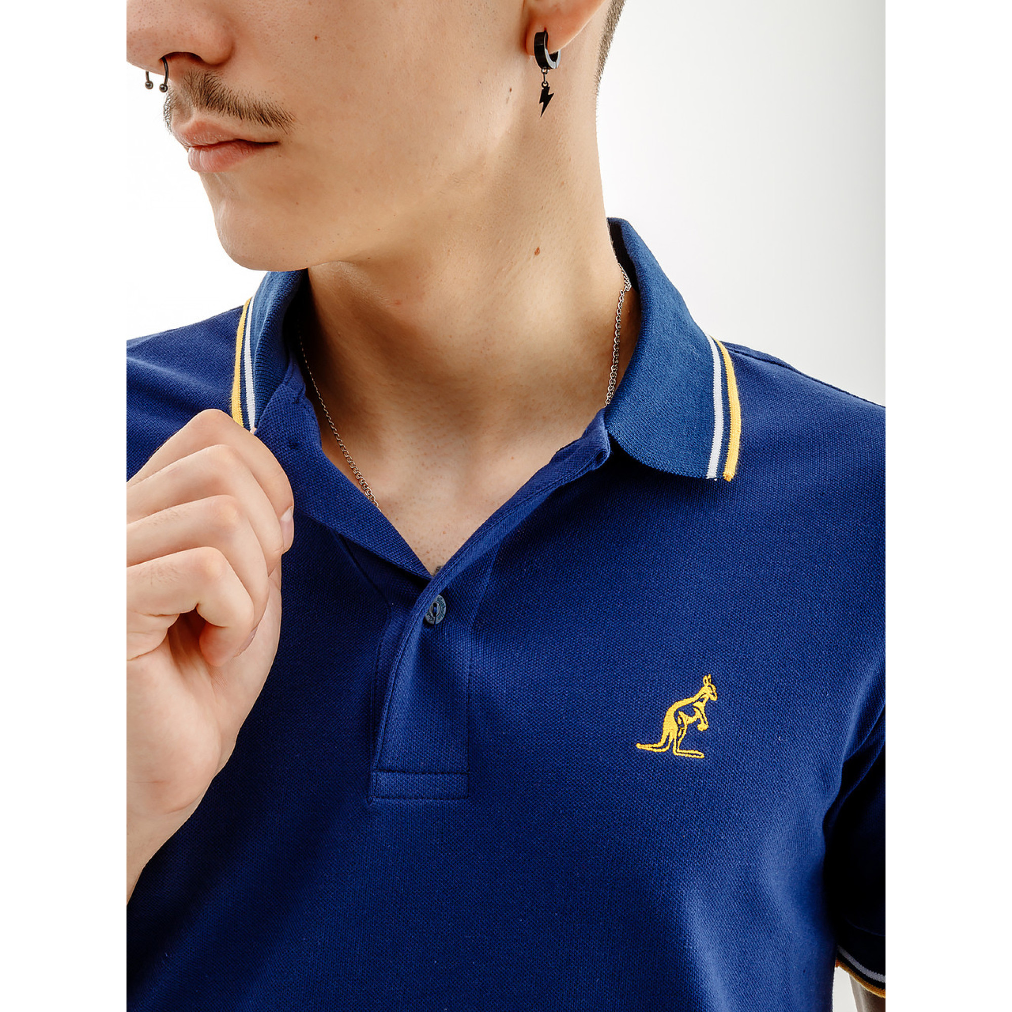 Чоловіча Футболка AUSTRALIAN 2-STRIPE PIQUE' POLO S-FIT Синій L (7dLSUPO0004-842B L) - 2 - Robinzon.ua