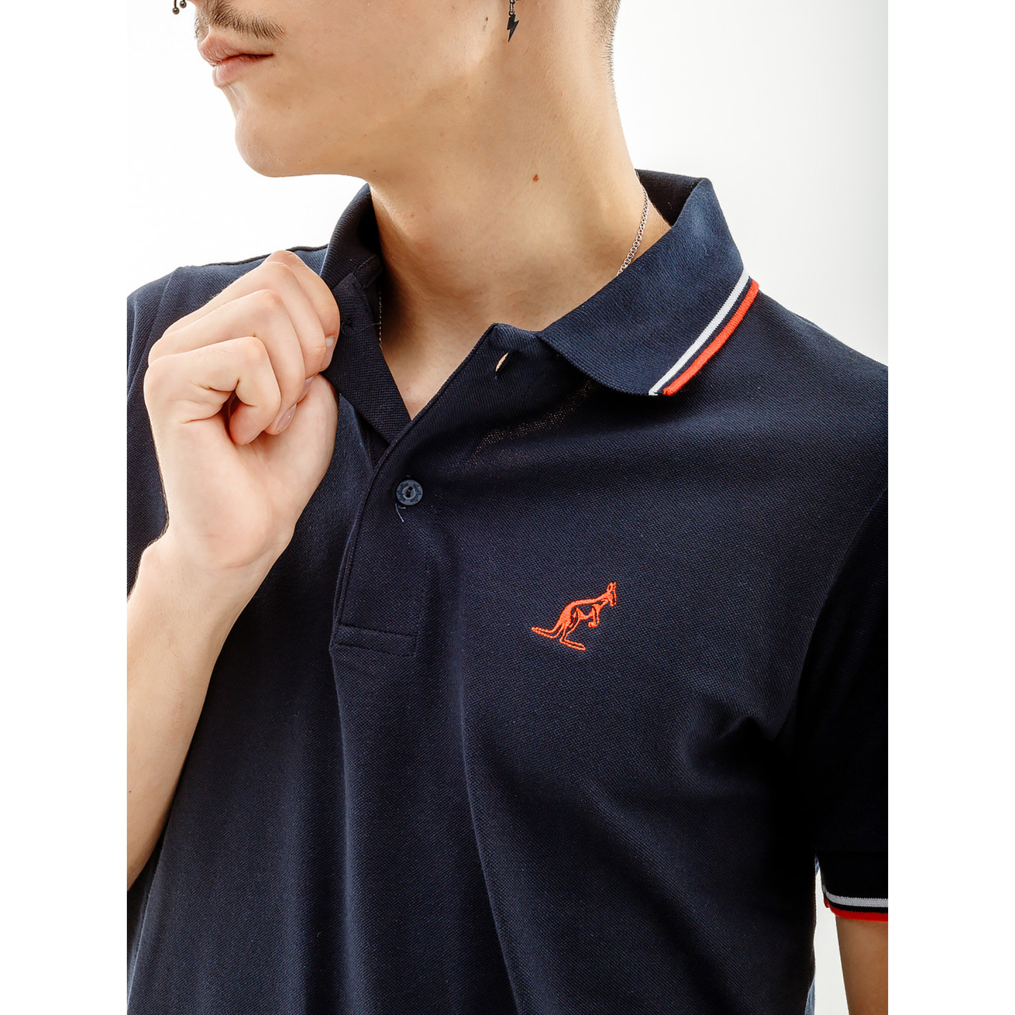 Чоловіча Футболка AUSTRALIAN 2-STRIPE PIQUE' POLO S-FIT Синій XL (7dLSUPO0004-200C XL) - 2 - Robinzon.ua