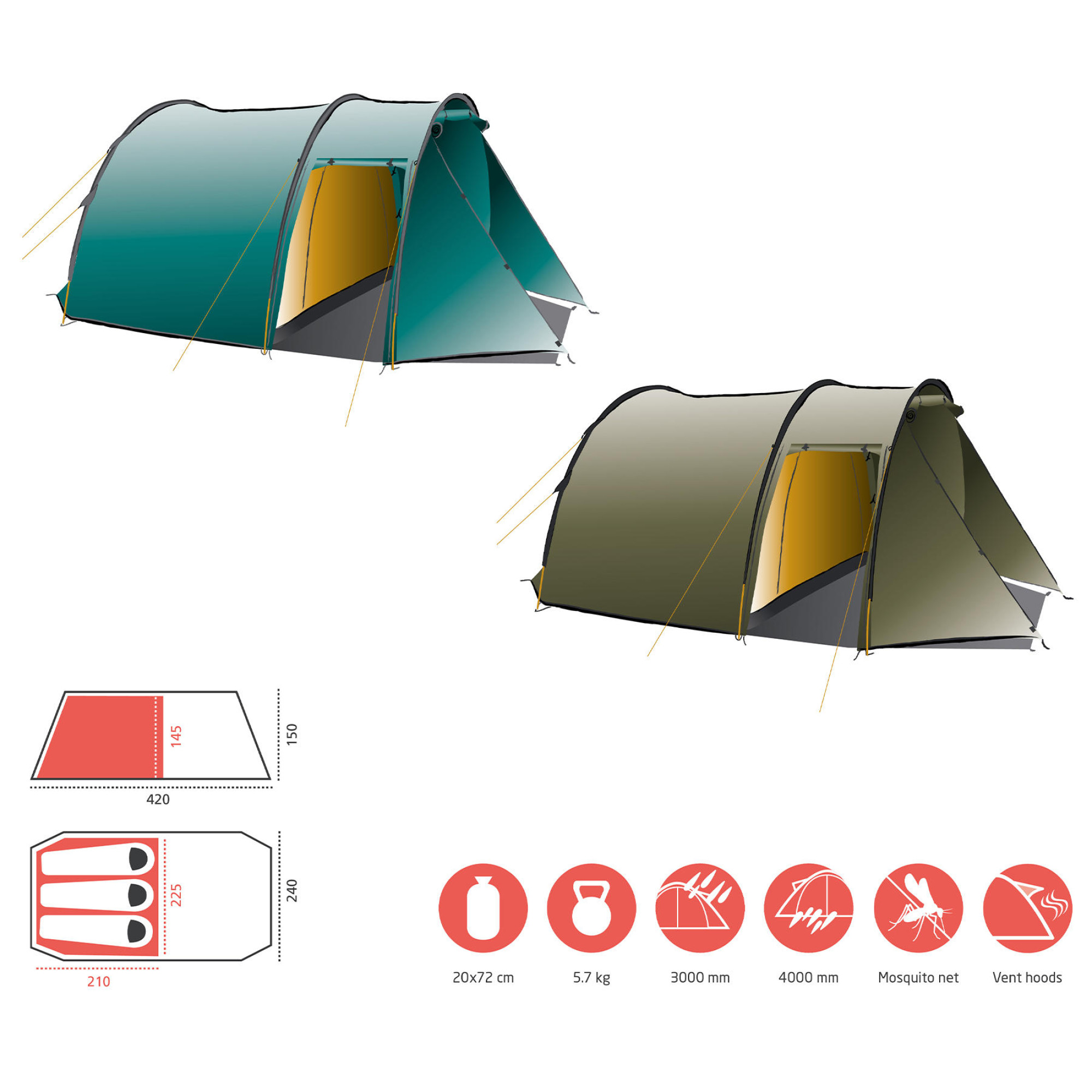 Намет Grand Canyon Robson 3 Alu Capulet Olive (30921260) - Robinzon.ua