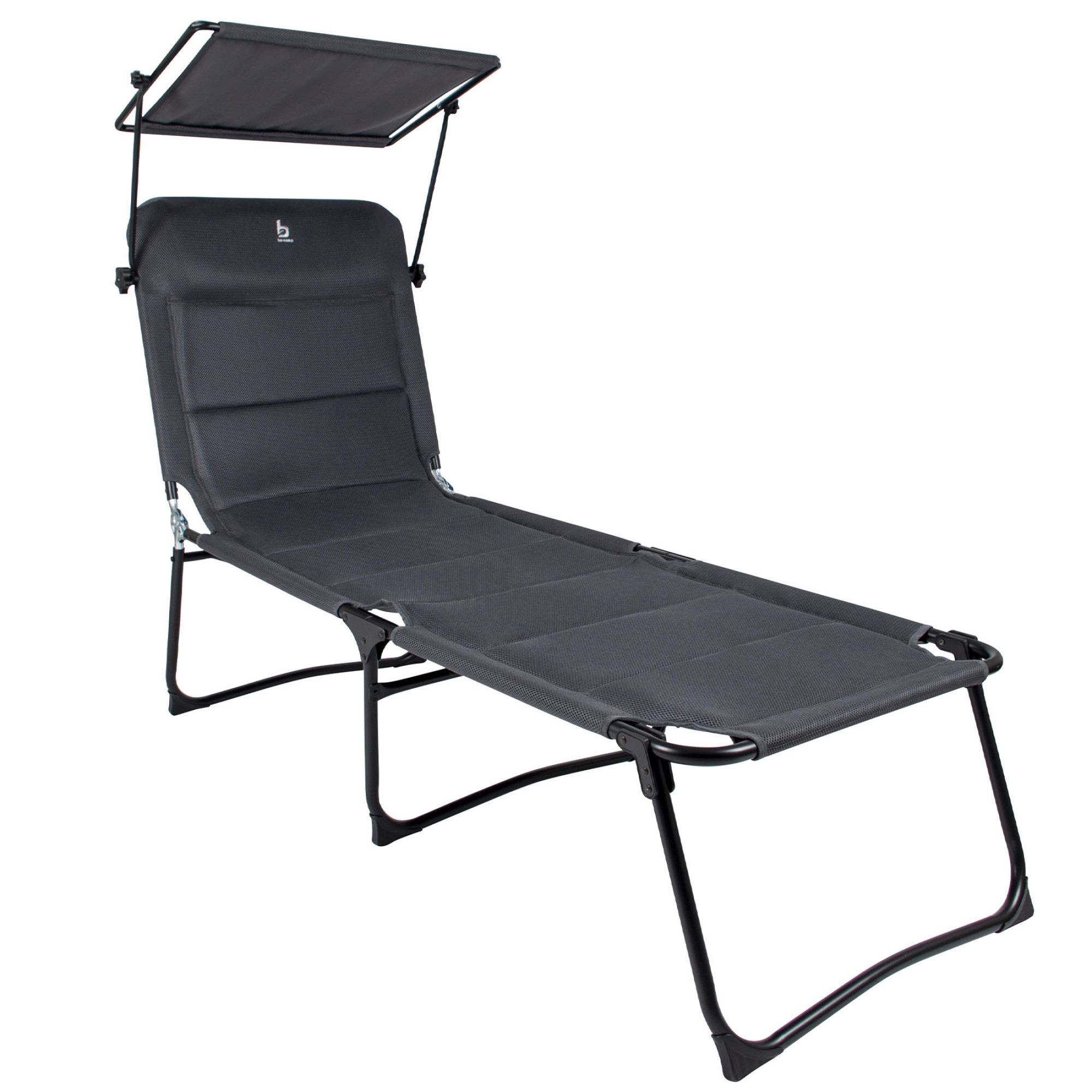 Ліжко розкладне Bo-Camp Sun Lounger With Sunscreen 5 Positions Grey (1304492) - 3 - Robinzon.ua