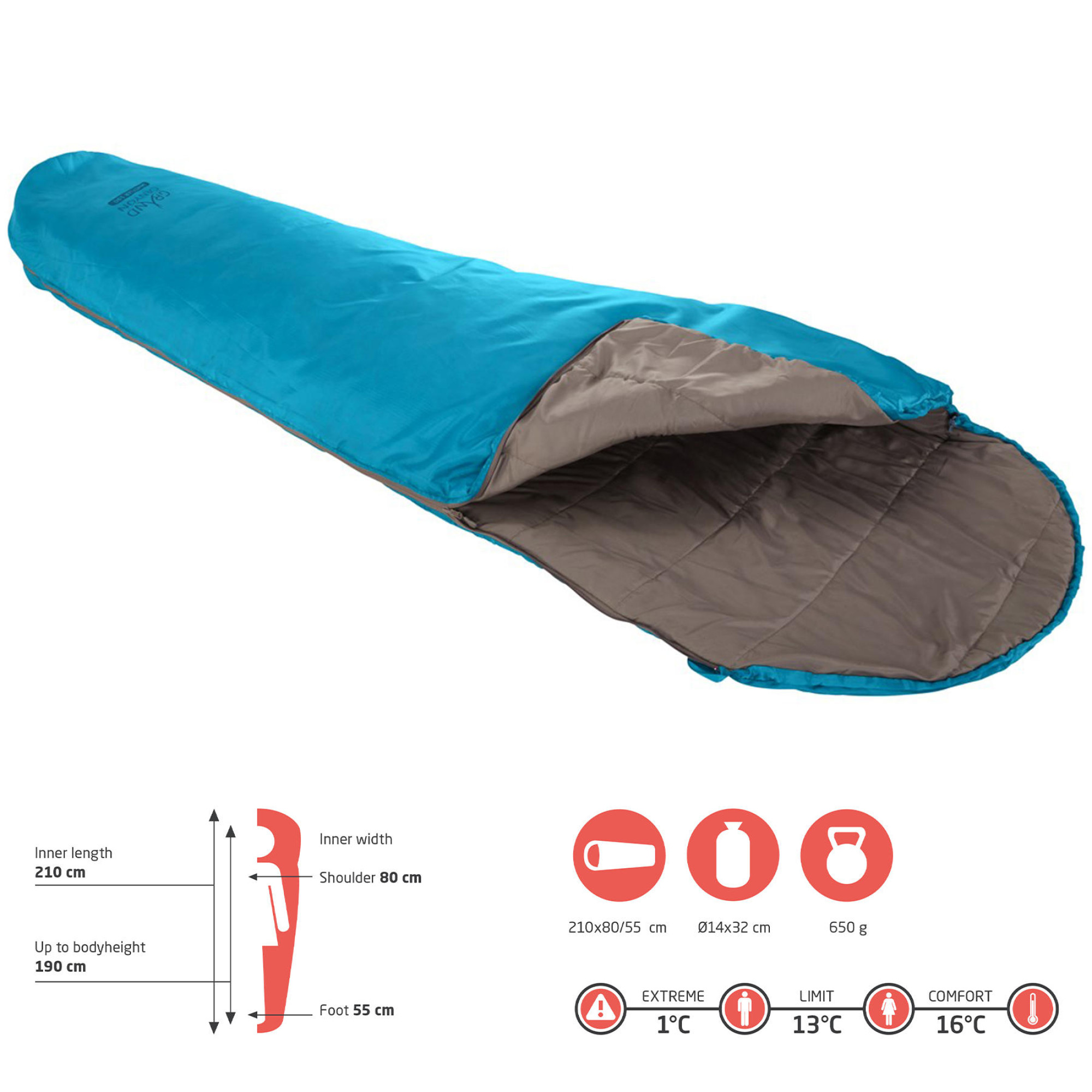 Спальний мішок Grand Canyon Whistler 190 13°C Caneel Bay Left (340000) - 3 - Robinzon.ua