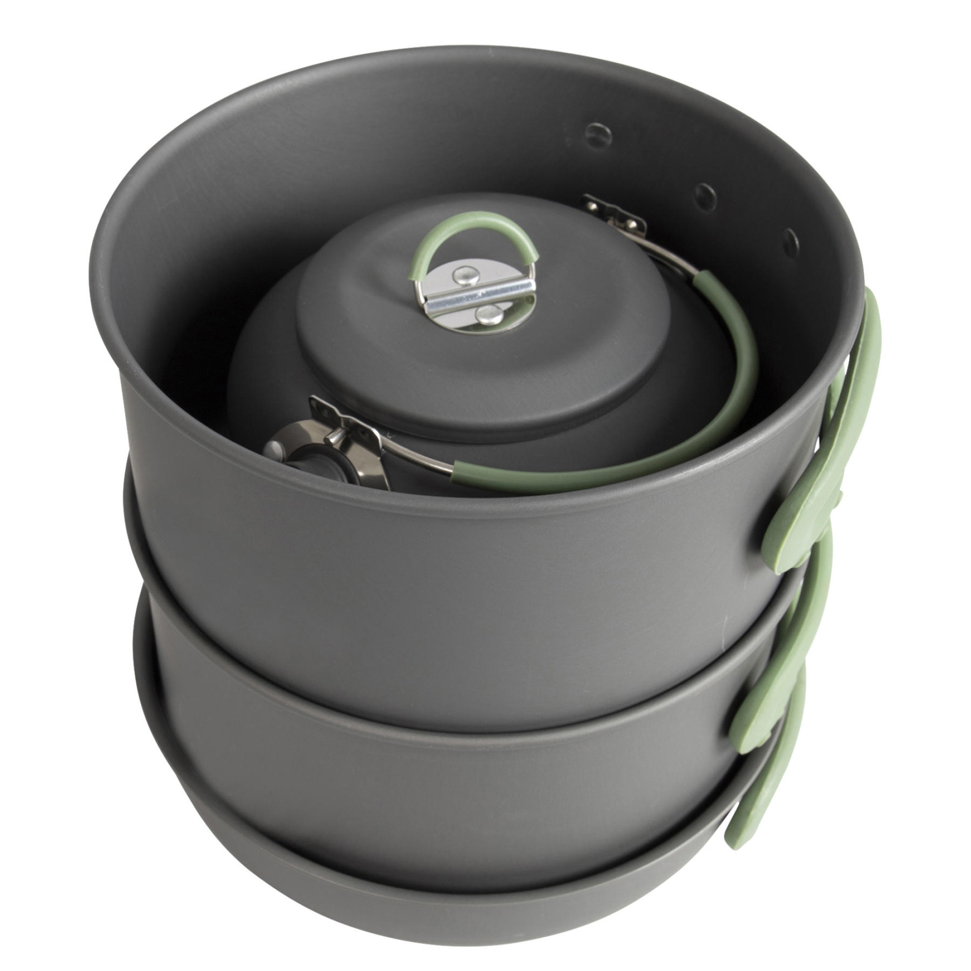 Набір посуду Bo-Camp Explorer XL 4 Pieces Hard Anodized Grey/Green (2200249) - 3 - Robinzon.ua