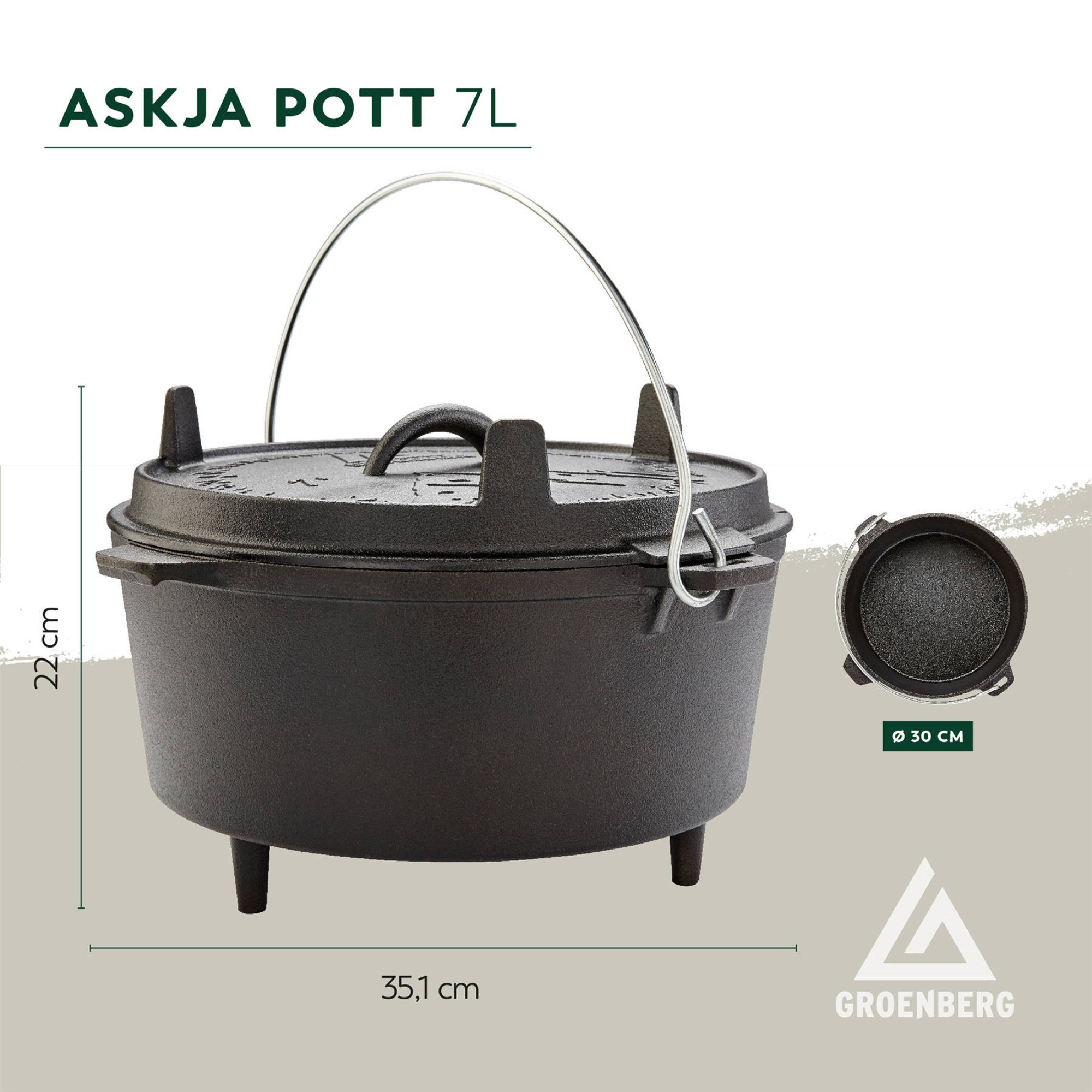 Казан з кришкою Groenberg Askja Pot 30 cm / 7 L Black (266017) - 1 - Robinzon.ua