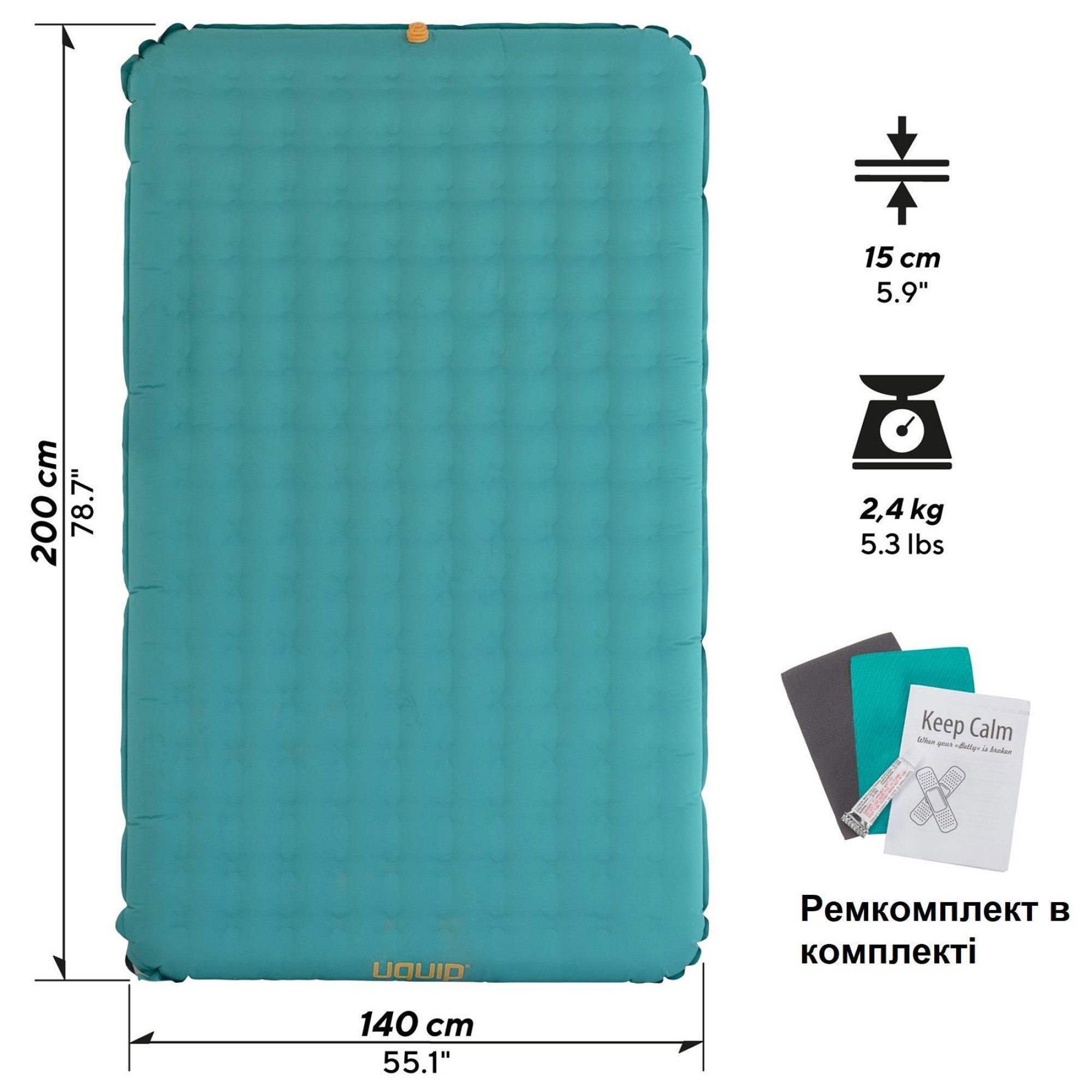 Матрац надувний Uquip Betty Double Petrol/Grey (243108) - 5 - Robinzon.ua