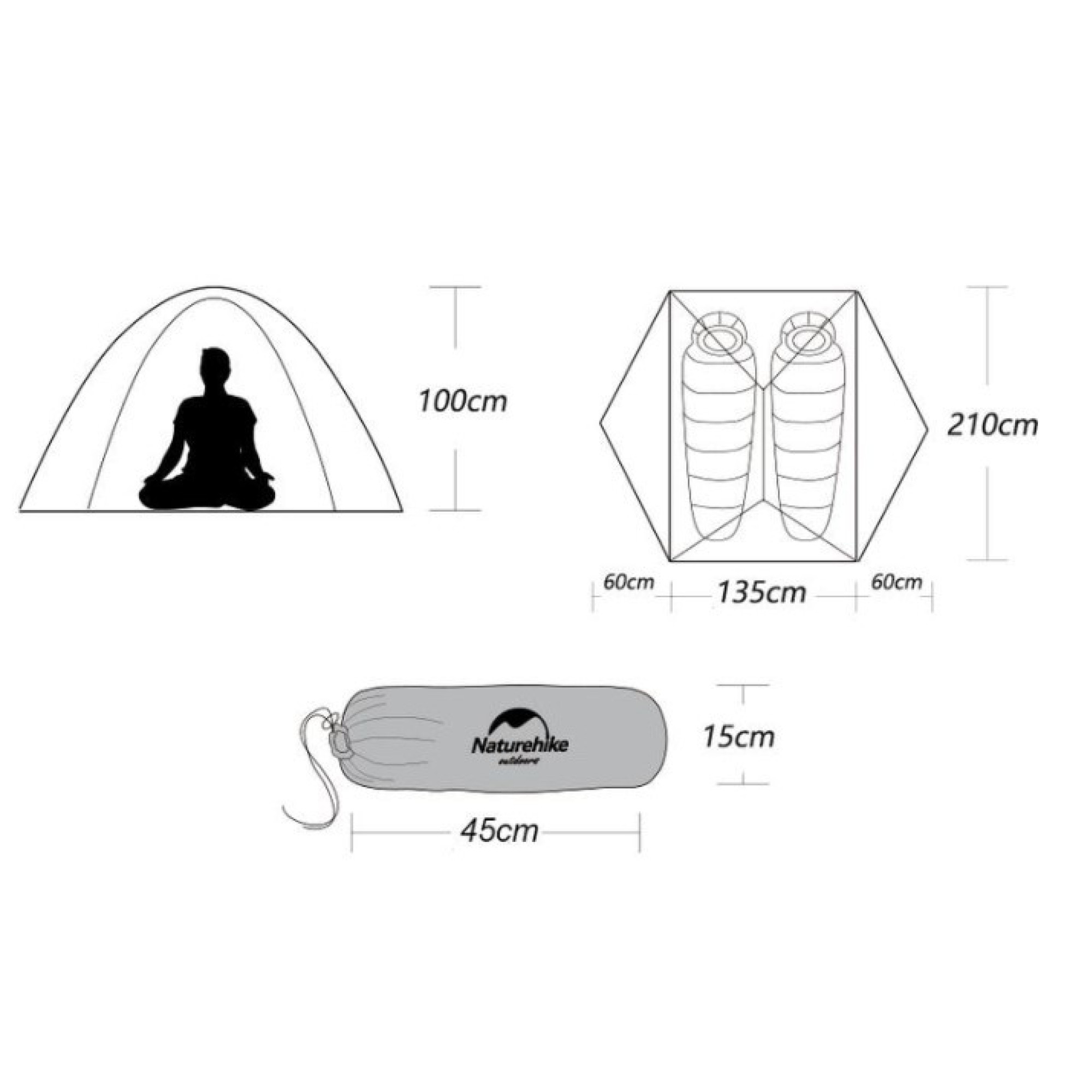 Двуместная палатка Naturehike Mongar 2 серый NH17T007-M. - 4 - Robinzon.ua