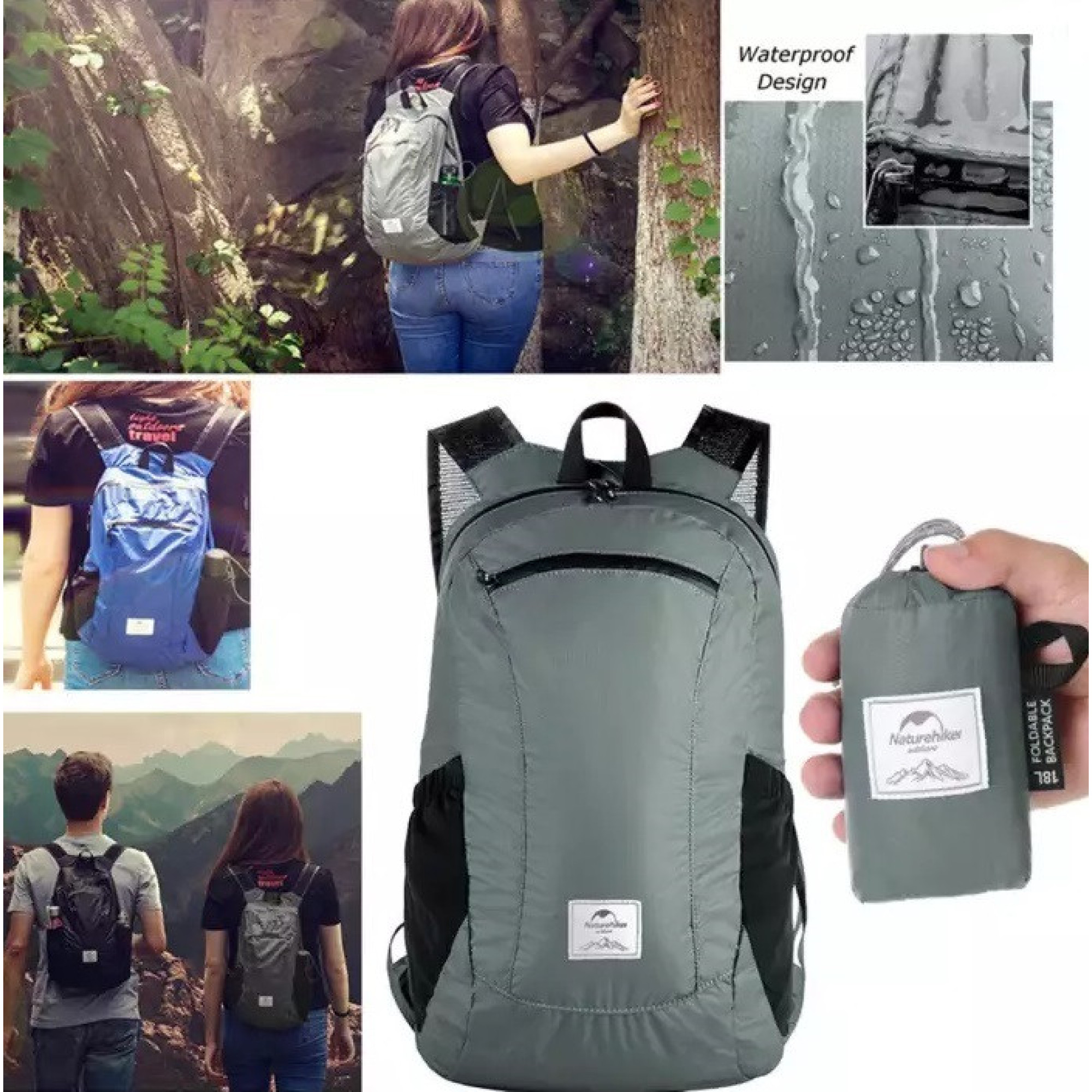 Сложный рюкзак Naturehike 18 л серый NH17A012-B. - 2 - Robinzon.ua