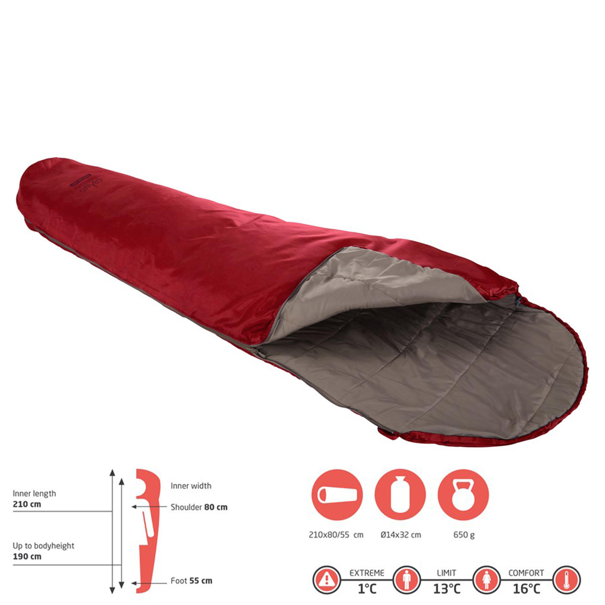 Спальний мішок Grand Canyon Whistler 190 13°C Red Dahlia Left (340001) - 4 - Robinzon.ua