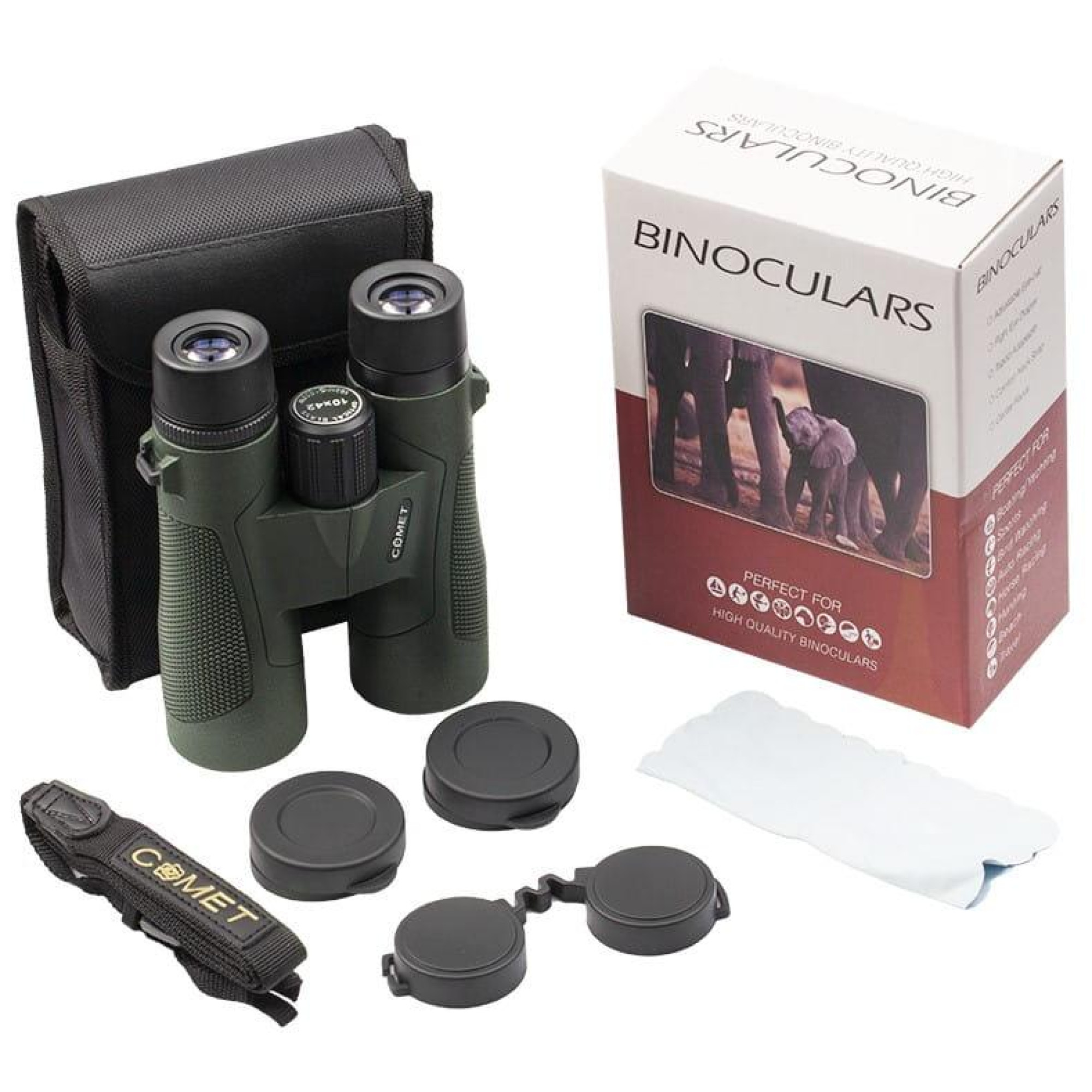 Бинокль Comet W13 (10x42A) waterproof, зеленый, в чехле - 2 - Robinzon.ua
