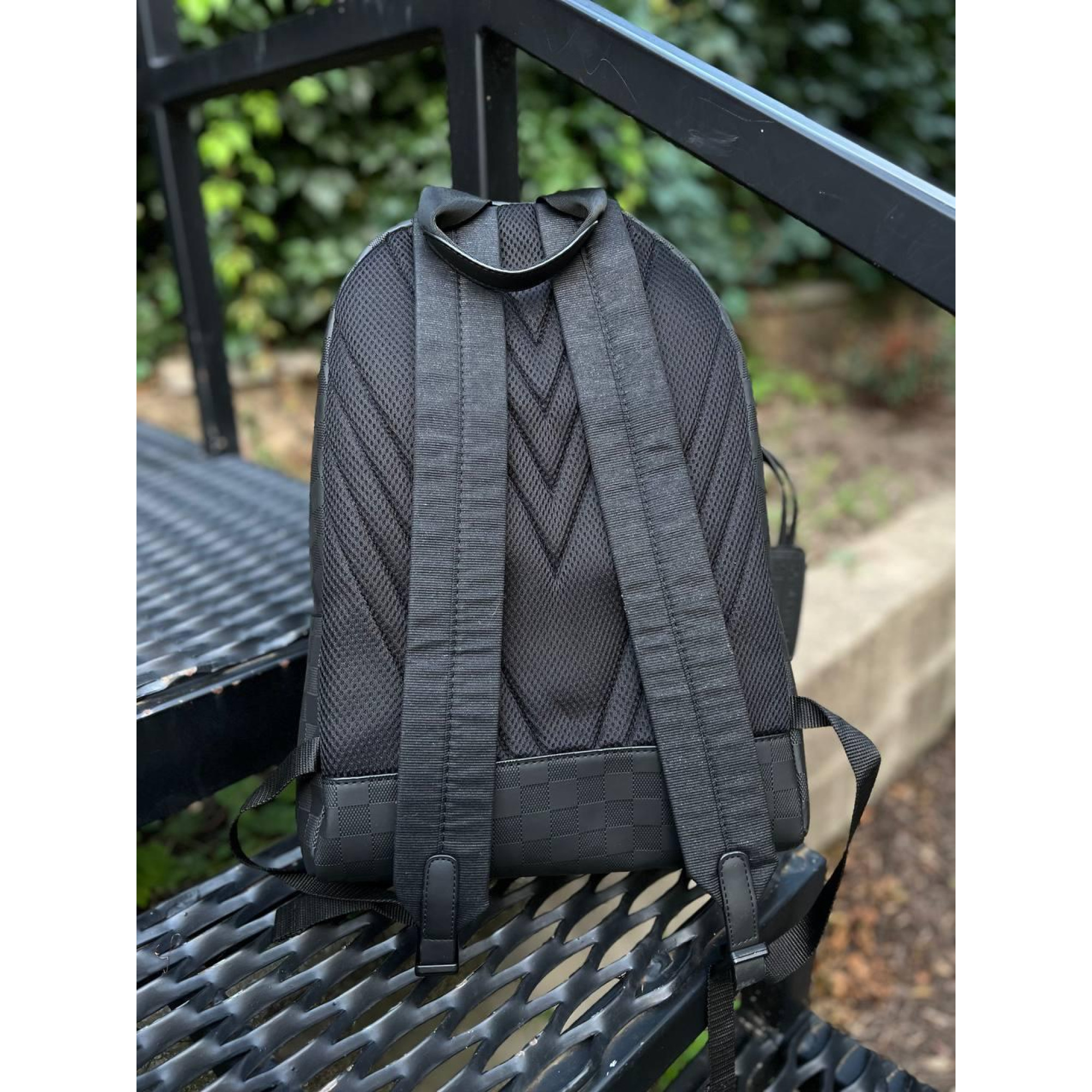 Чоловічий рюкзак луї вітон Louis Vuitton шкіряний повсякденний чорний в шахматку - 2 - Robinzon.ua