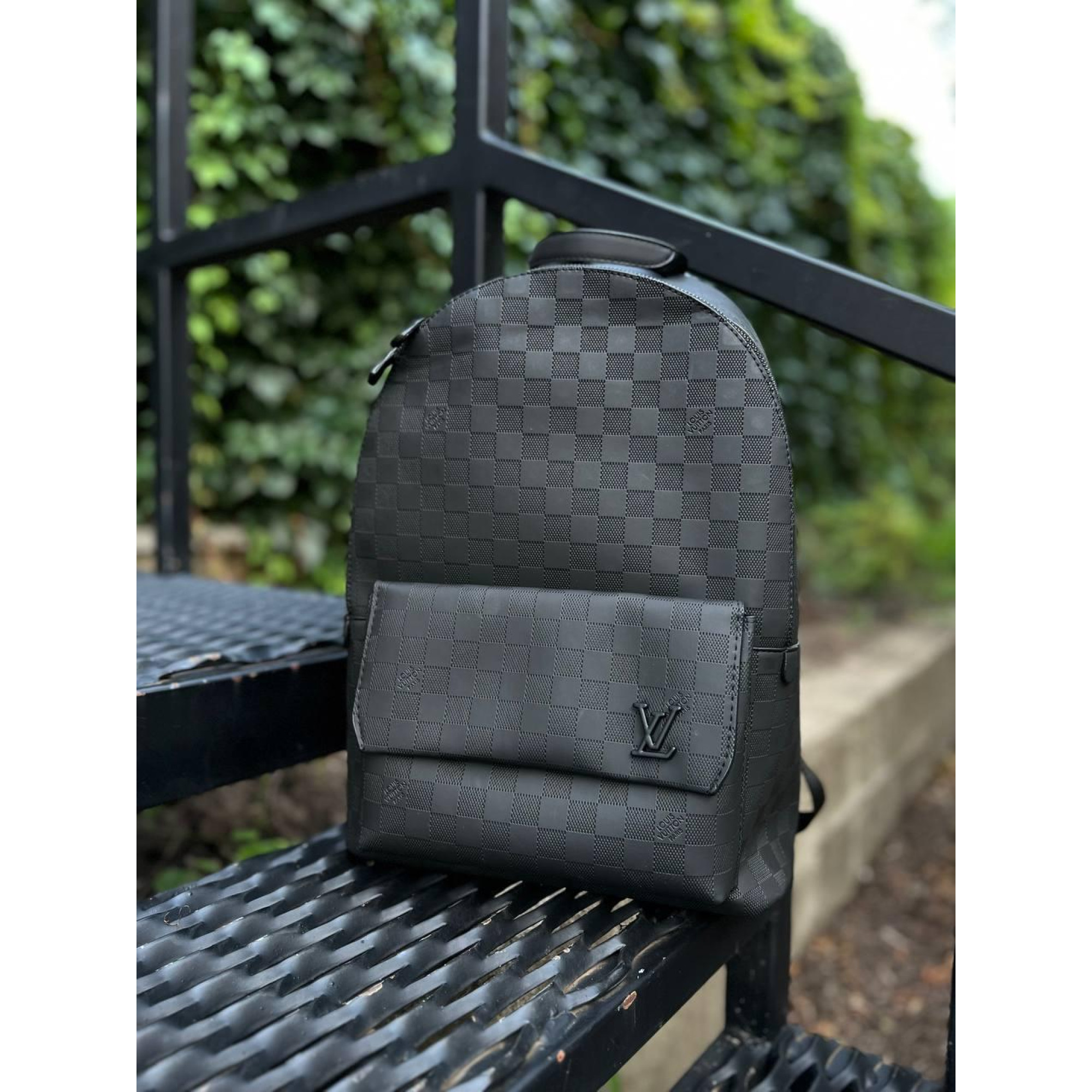 Чоловічий рюкзак луї вітон Louis Vuitton шкіряний повсякденний чорний в шахматку - 1 - Robinzon.ua