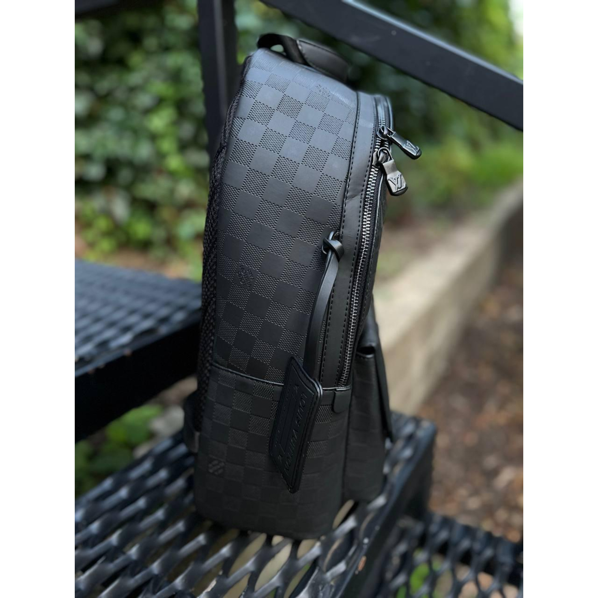 Чоловічий рюкзак луї вітон Louis Vuitton шкіряний повсякденний чорний в шахматку - 3 - Robinzon.ua