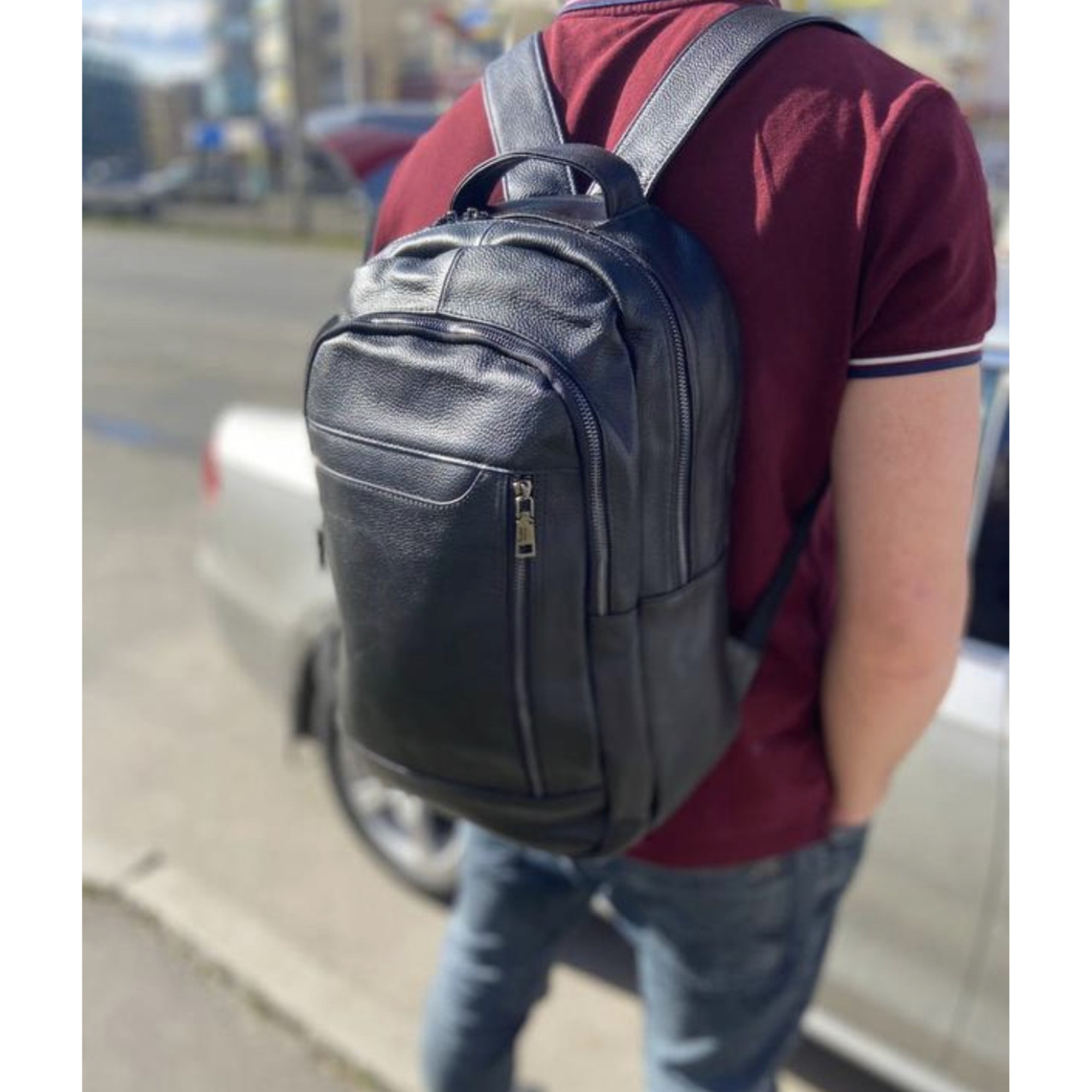 Городской кожаный рюкзак Tiding Bag B2-03555A черный - 6 - Robinzon.ua