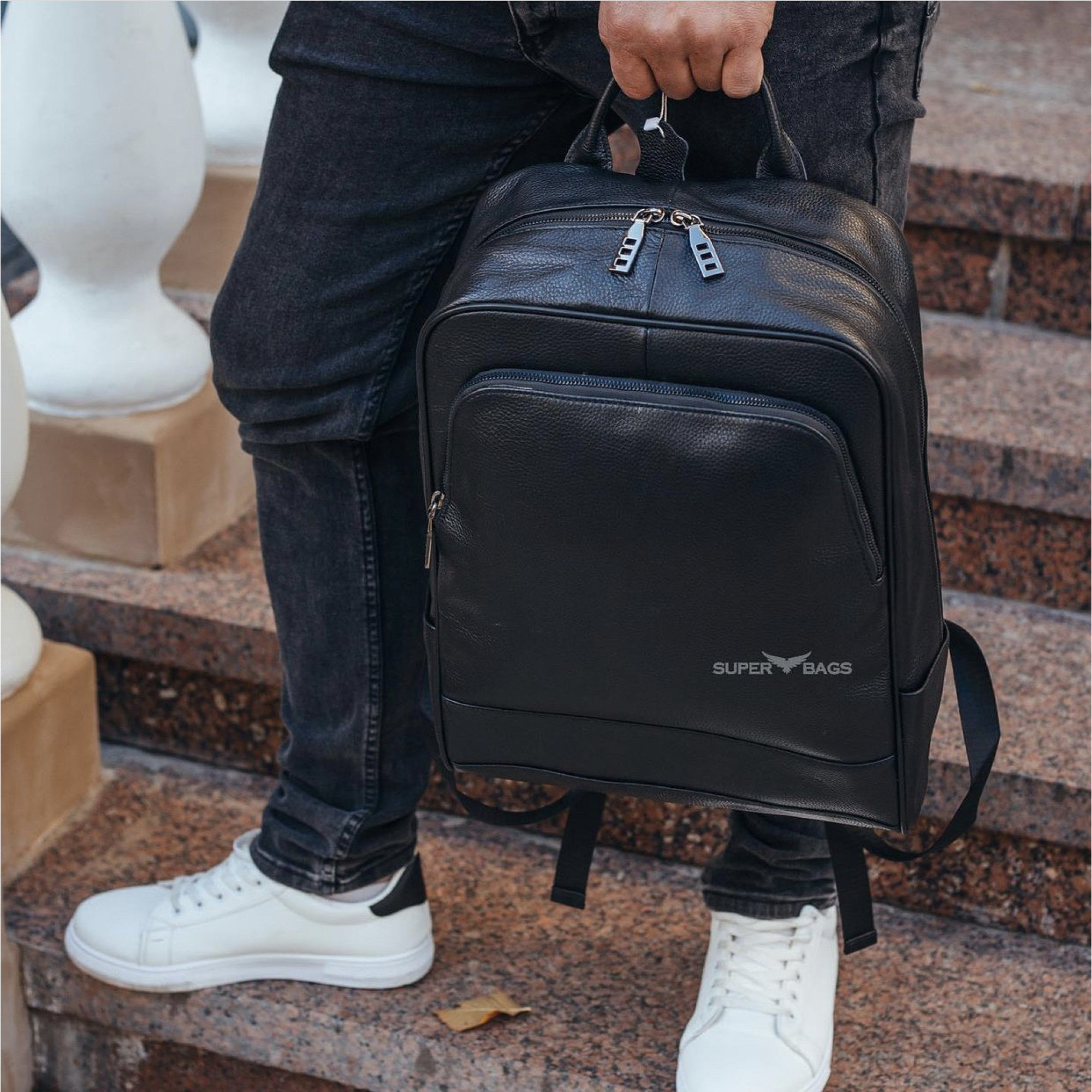 Рюкзак мужской. Черный рюкзак из натуральной кожи A2-27023 черный - 3 - Robinzon.ua