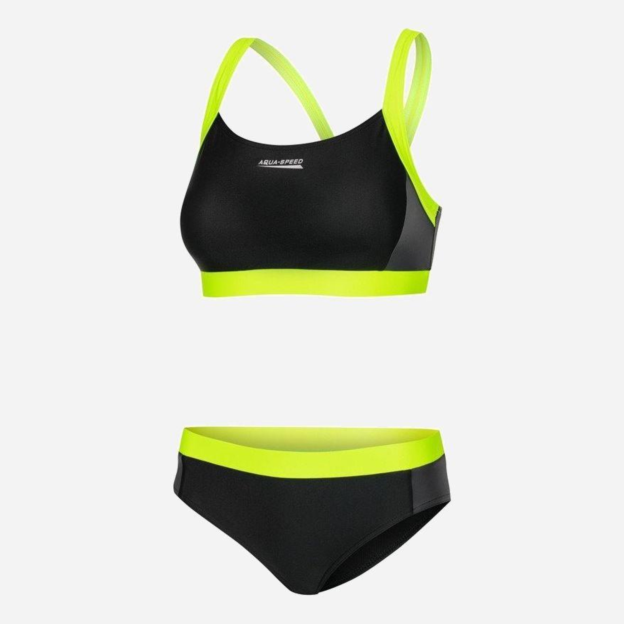 Купальник роздільний жіночий Aqua Speed Naomi 460-138 38 (M) Чорний/Сірий/Флуоресцентний жовтий (5908217671158) - Robinzon.ua