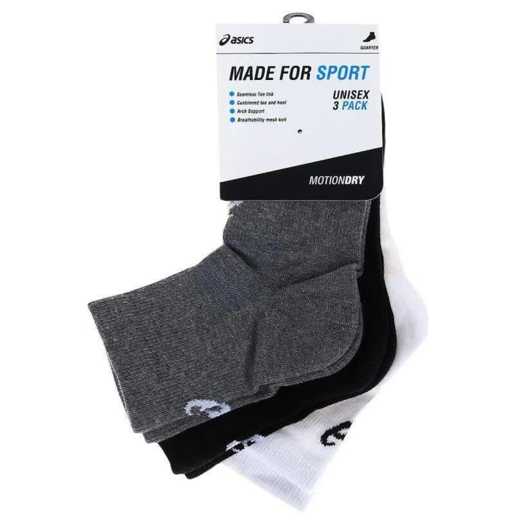 Шкарпетки Asics Quarter Sock 3-pack 43-46 white/gray/black 155205-0701 - 3 - Robinzon.ua