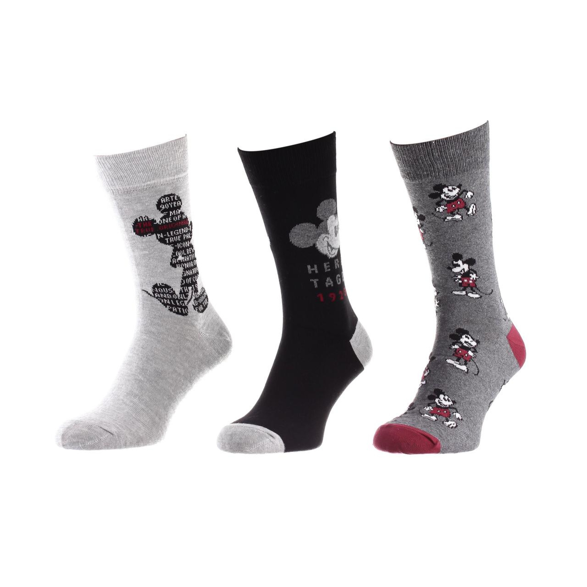 Носки Disney Mickey Writing In Mickey / Mickey All Over / Head Mickey 1 928 3-pack 43-46 gray-black 93154162-1 - Robinzon.ua
