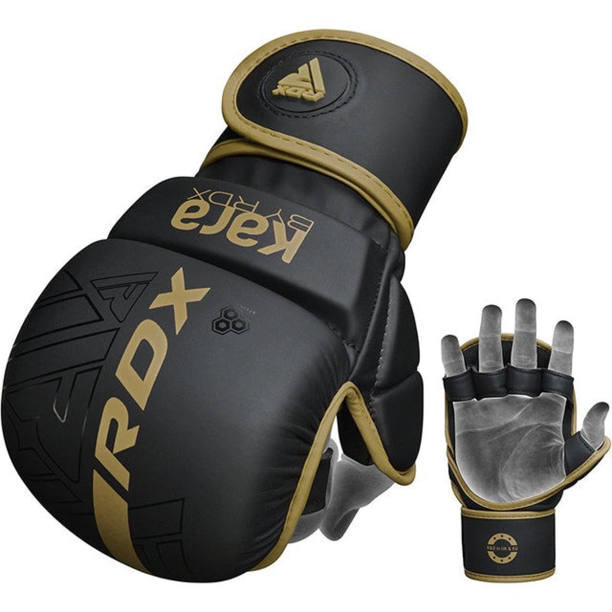 Рукавиці для ММА RDX F6 KARA Matte Golden Plus S/M (капа у комплекті) - 2 - Robinzon.ua