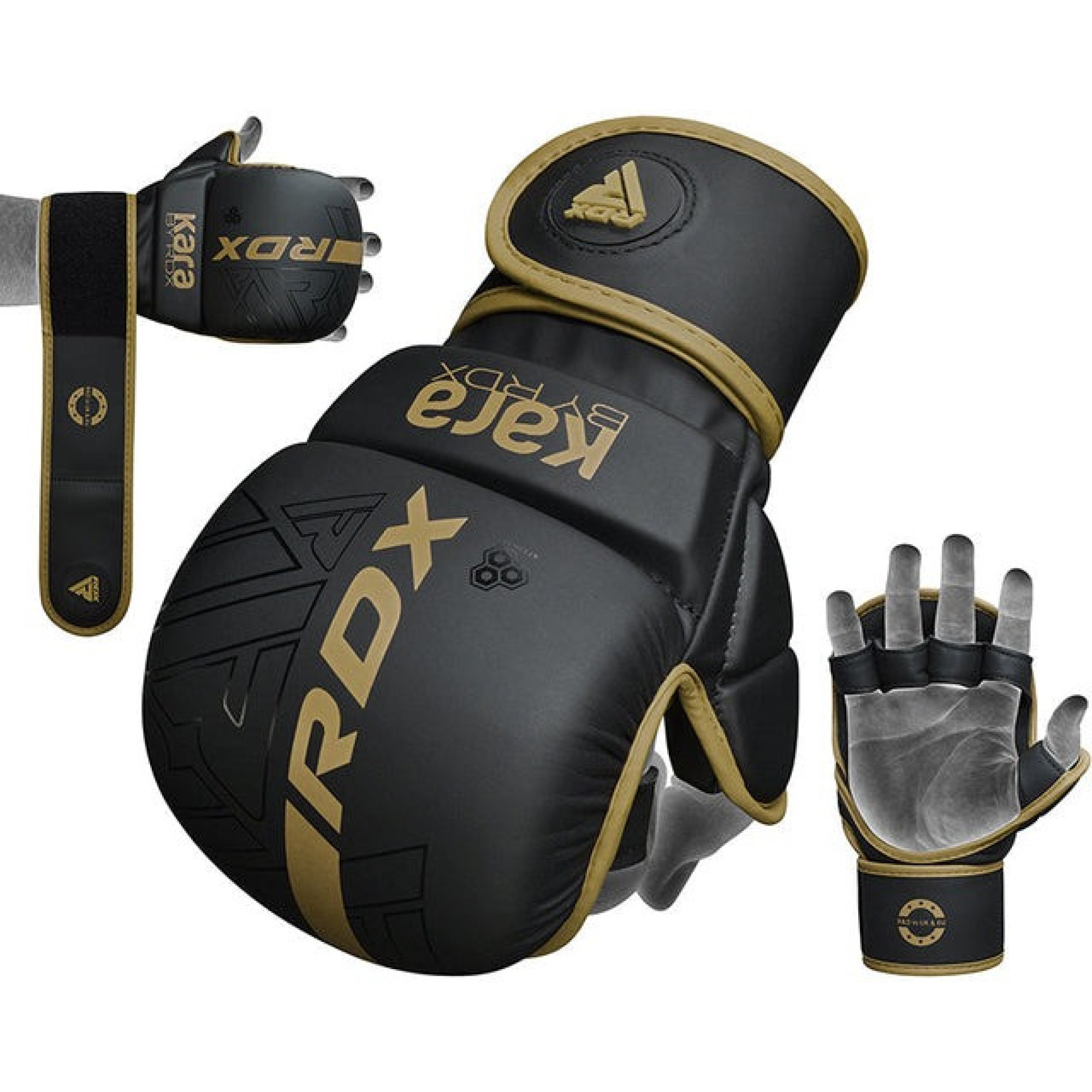 Рукавиці для ММА RDX F6 KARA Matte Golden Plus S/M (капа у комплекті) - 4 - Robinzon.ua