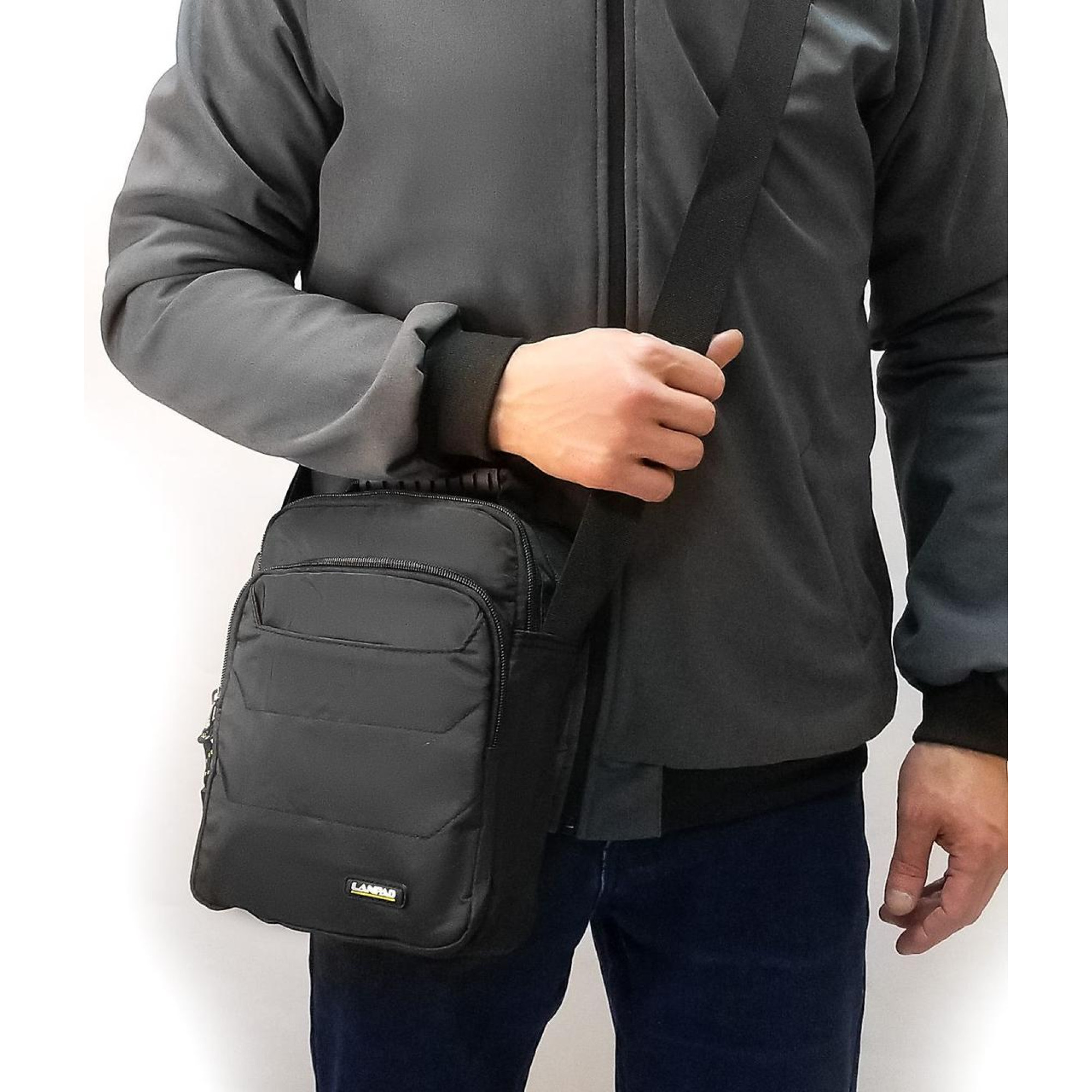 Чоловіча сумка на плече Lanpad чорна - 2 - Robinzon.ua