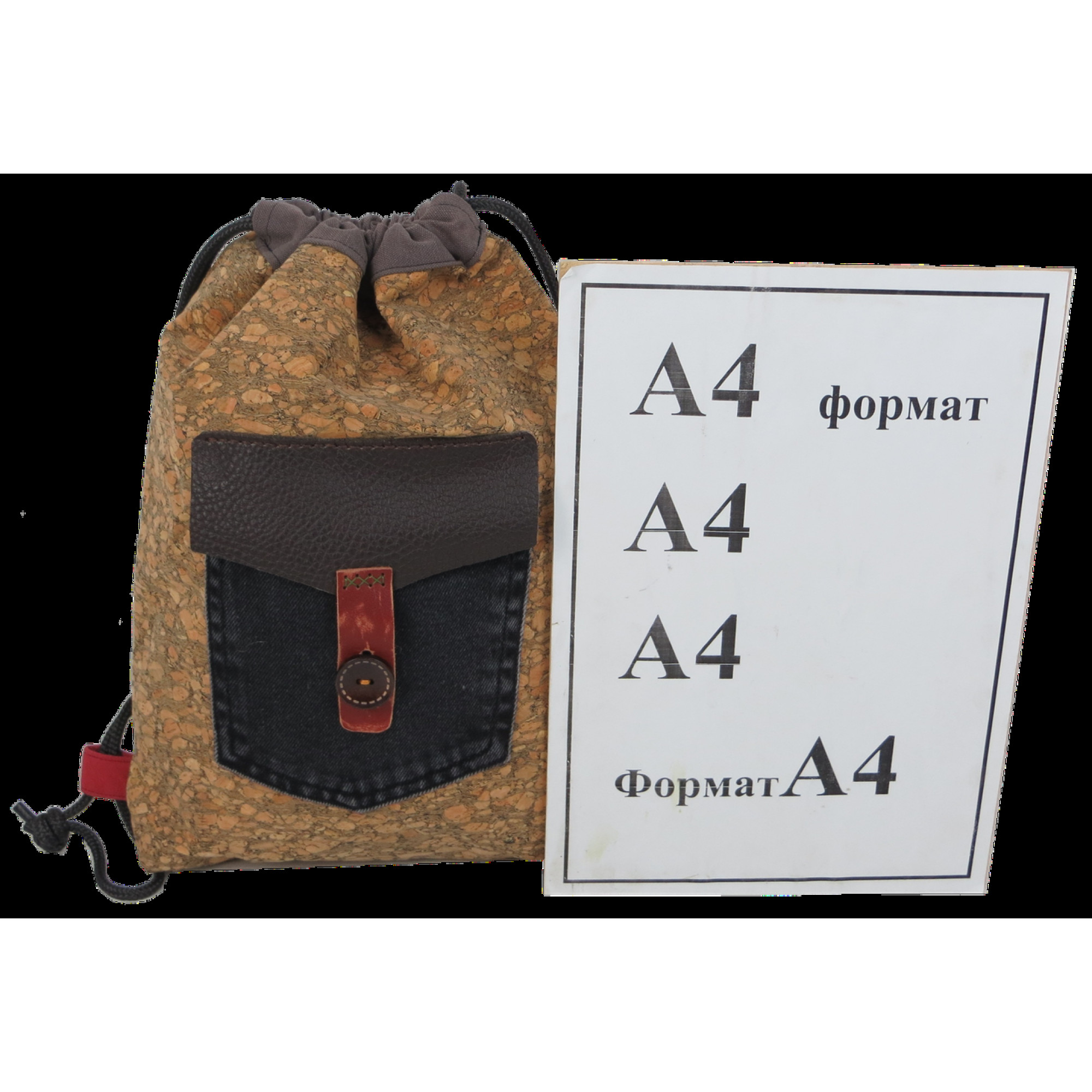 Дизайнерська торбинка, дизайнерский рюкзак, торба ручної роботи з котону та коркового дерева. - 3 - Robinzon.ua