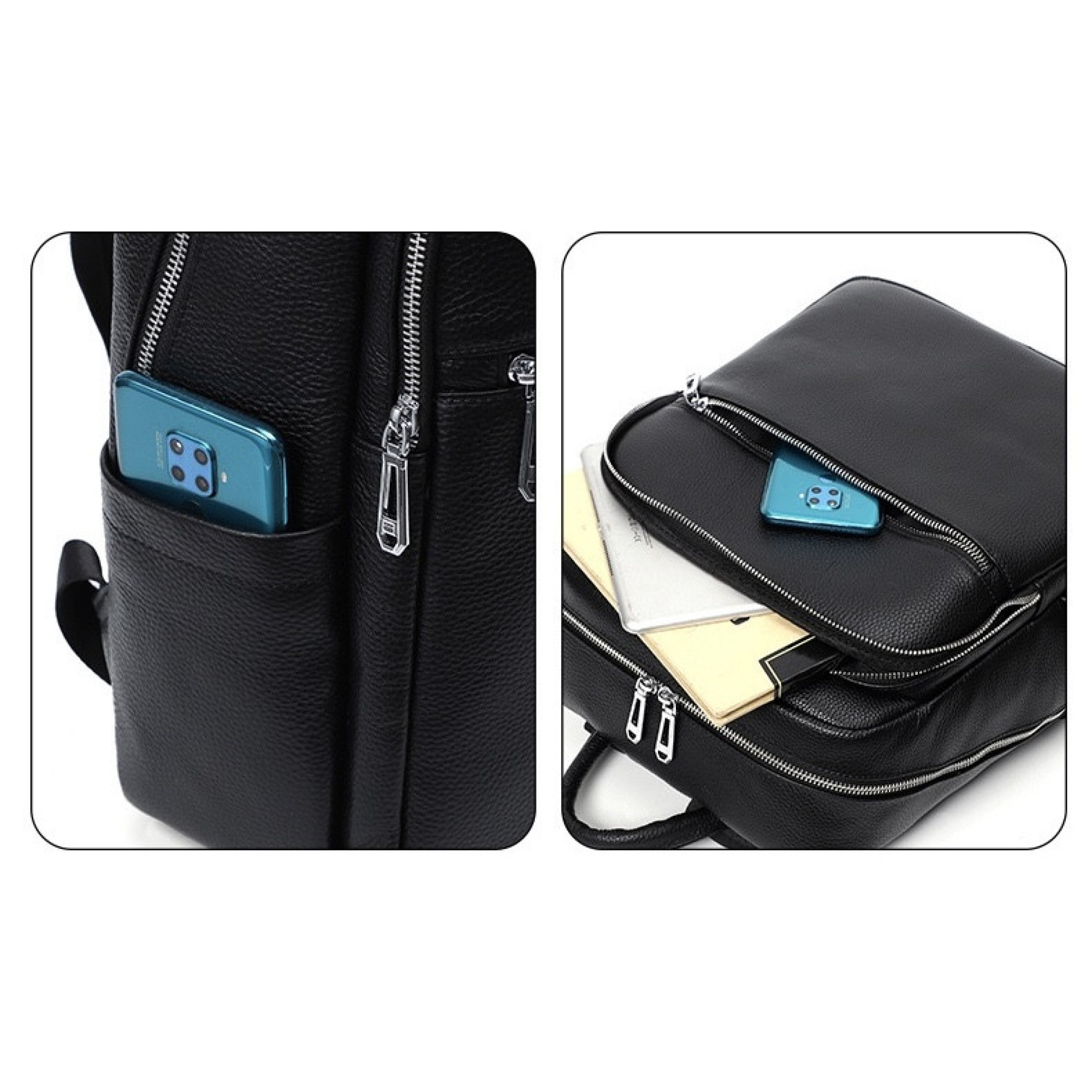 Мужской кожаный рюкзак для поездок и прогулок черный Tiding Bag 75362 - 5 - Robinzon.ua