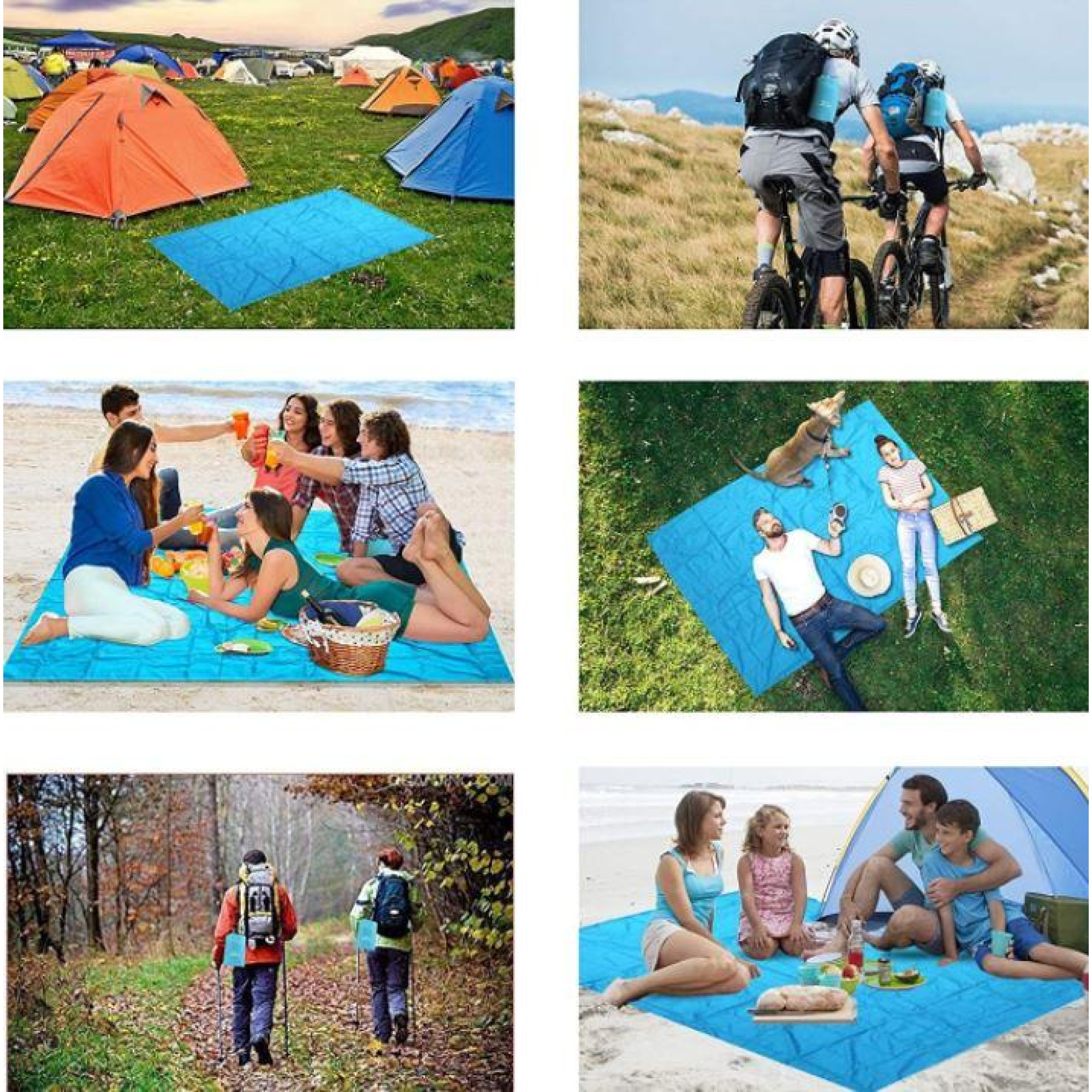 Великий кемпінговий, пляжний килимок Retoo 240х200 см ЧОРНИЙ - 3 - Robinzon.ua