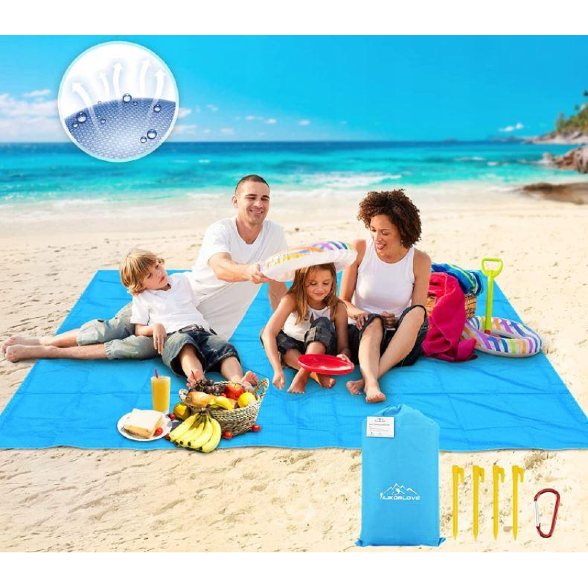 Великий кемпінговий, пляжний килимок Retoo 240х200 см ЧОРНИЙ - 4 - Robinzon.ua