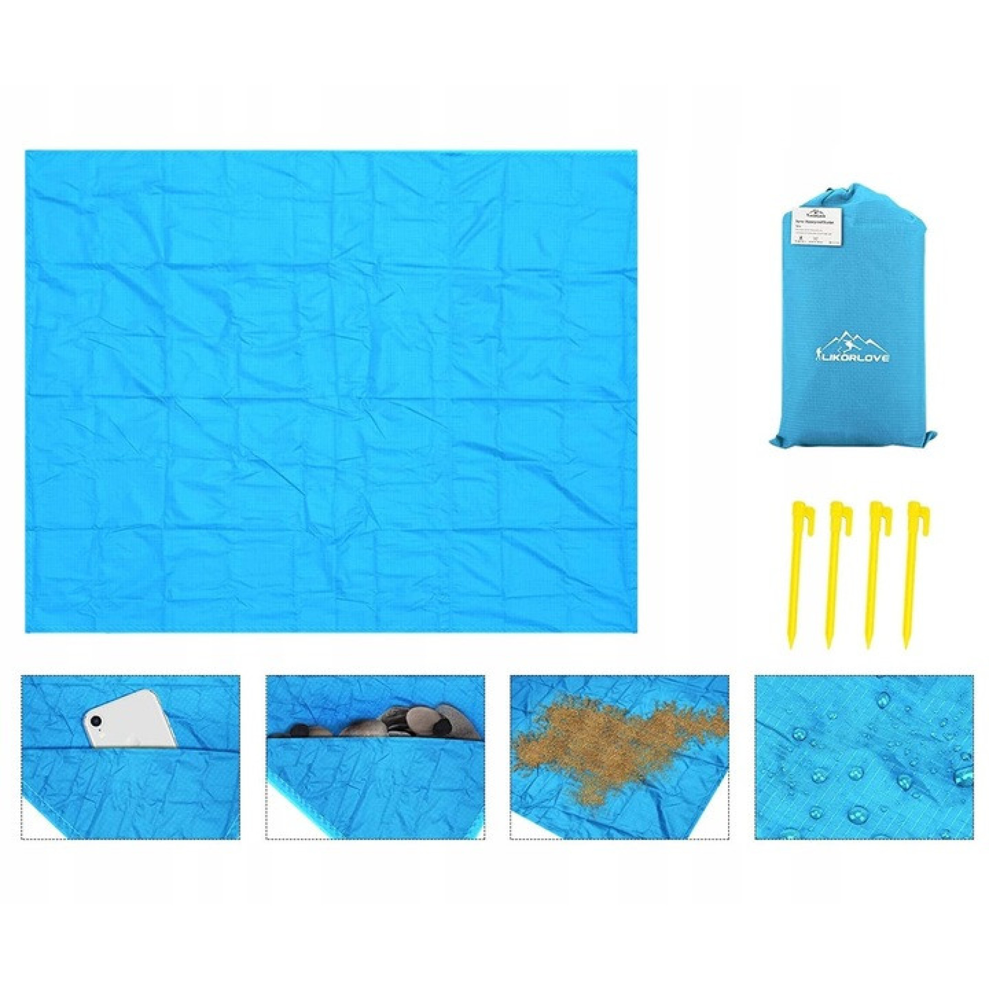 Великий кемпінговий, пляжний килимок Retoo 240х200 см ЧОРНИЙ - Robinzon.ua