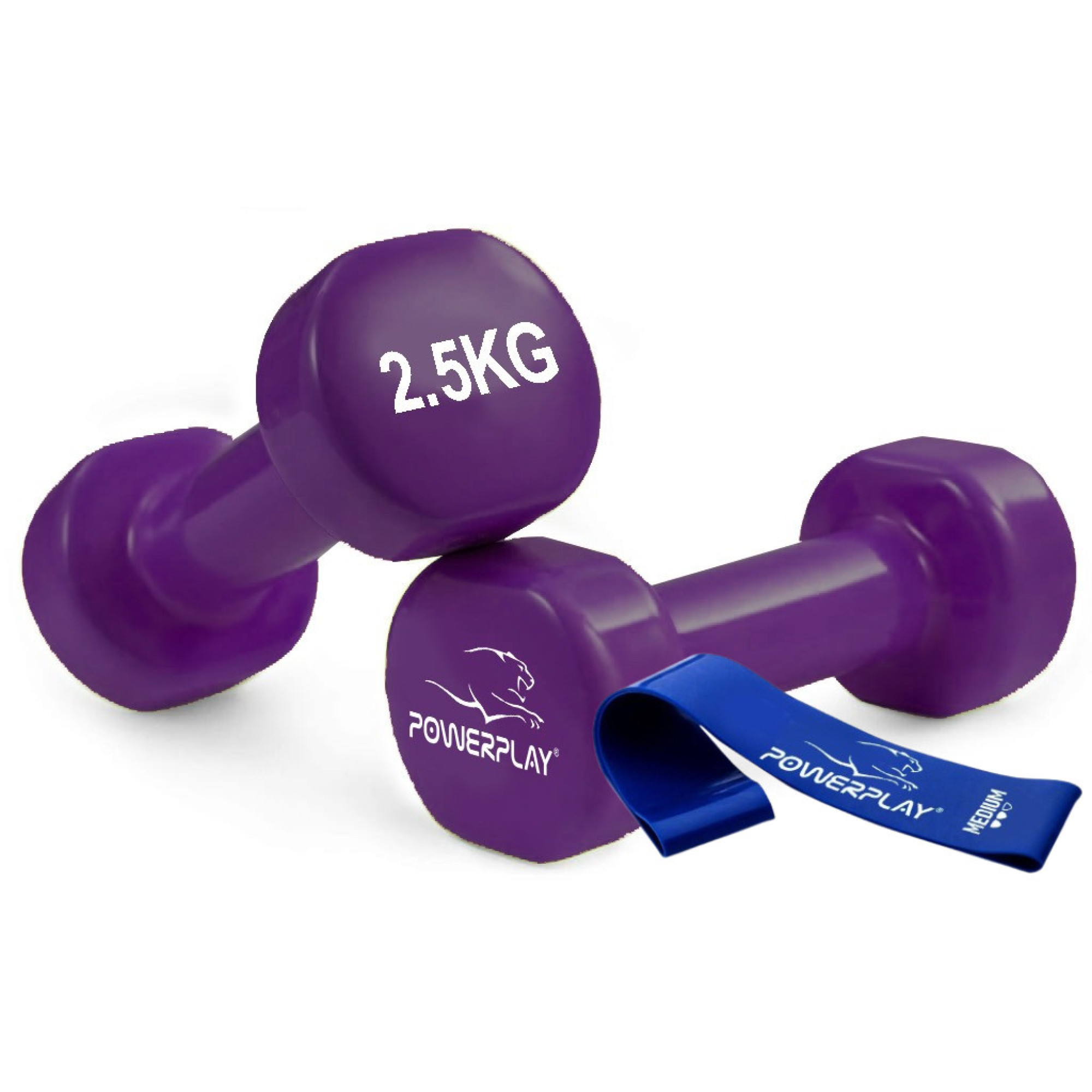 Гантелі вінілові PowerPlay 4125 Achilles 2*2.5 кг. Фіолетові (пара - 2шт.) - Robinzon.ua