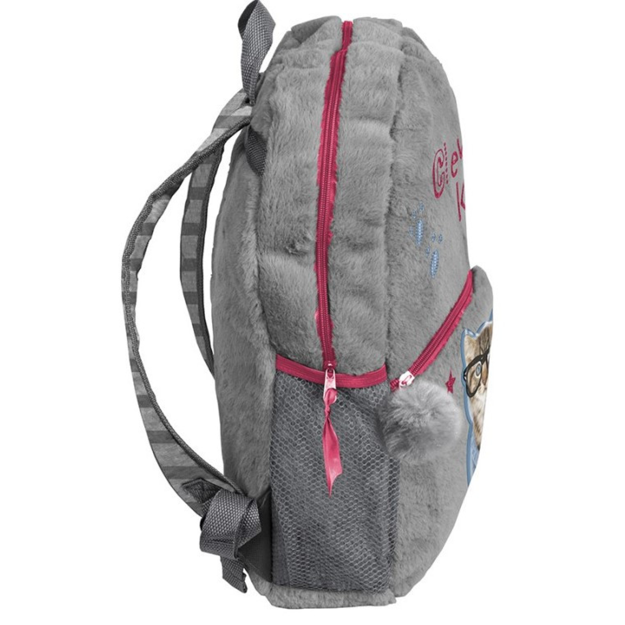 Плюшевий дитячий рюкзак для дівчинки 10L Paso сірий - 1 - Robinzon.ua