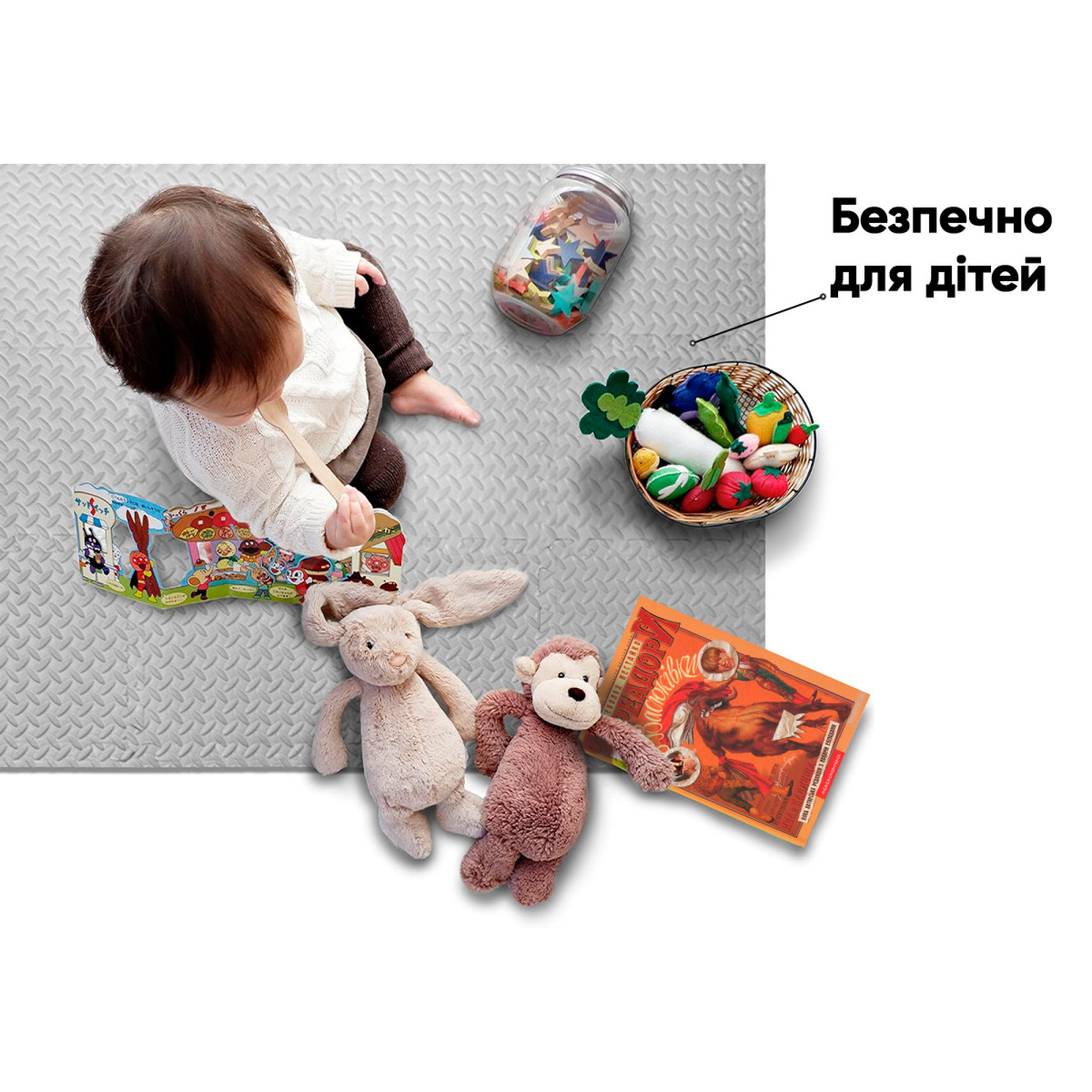 Татами мат EasyFit 8 шт (30х30х1 см) ласточкин хвост серый - 5 - Robinzon.ua