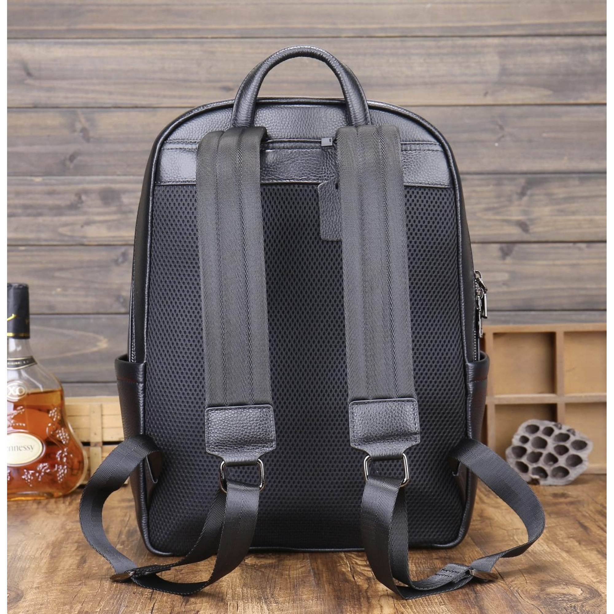 Рюкзак мужской кожаный. Черный городской рюкзак для ноутбука и документов Tiding Bag 13292 - 2 - Robinzon.ua