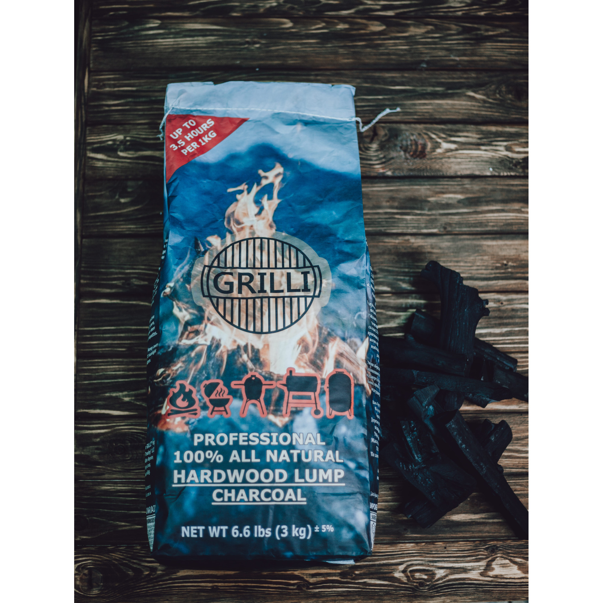 Древесный уголь 3 кг GRILLI 77782. - 3 - Robinzon.ua