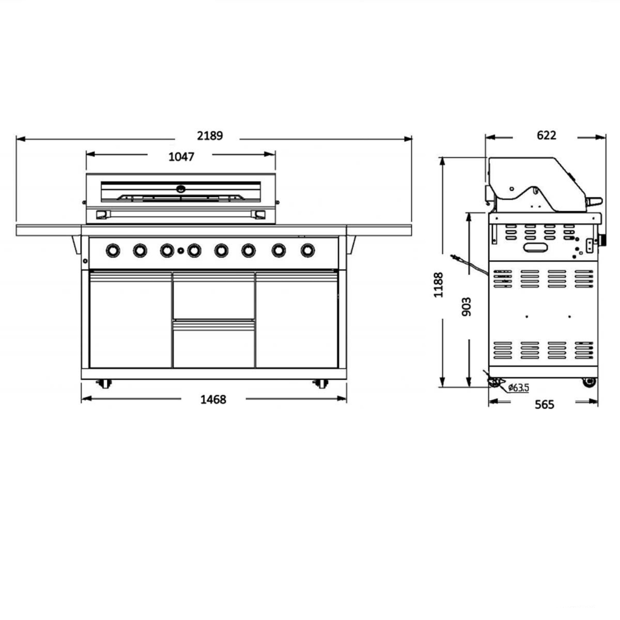 Газовий гриль SANTOS P-618, з бічним і заднім пальниками, нержавіюча сталь 900327 - 1 - Robinzon.ua