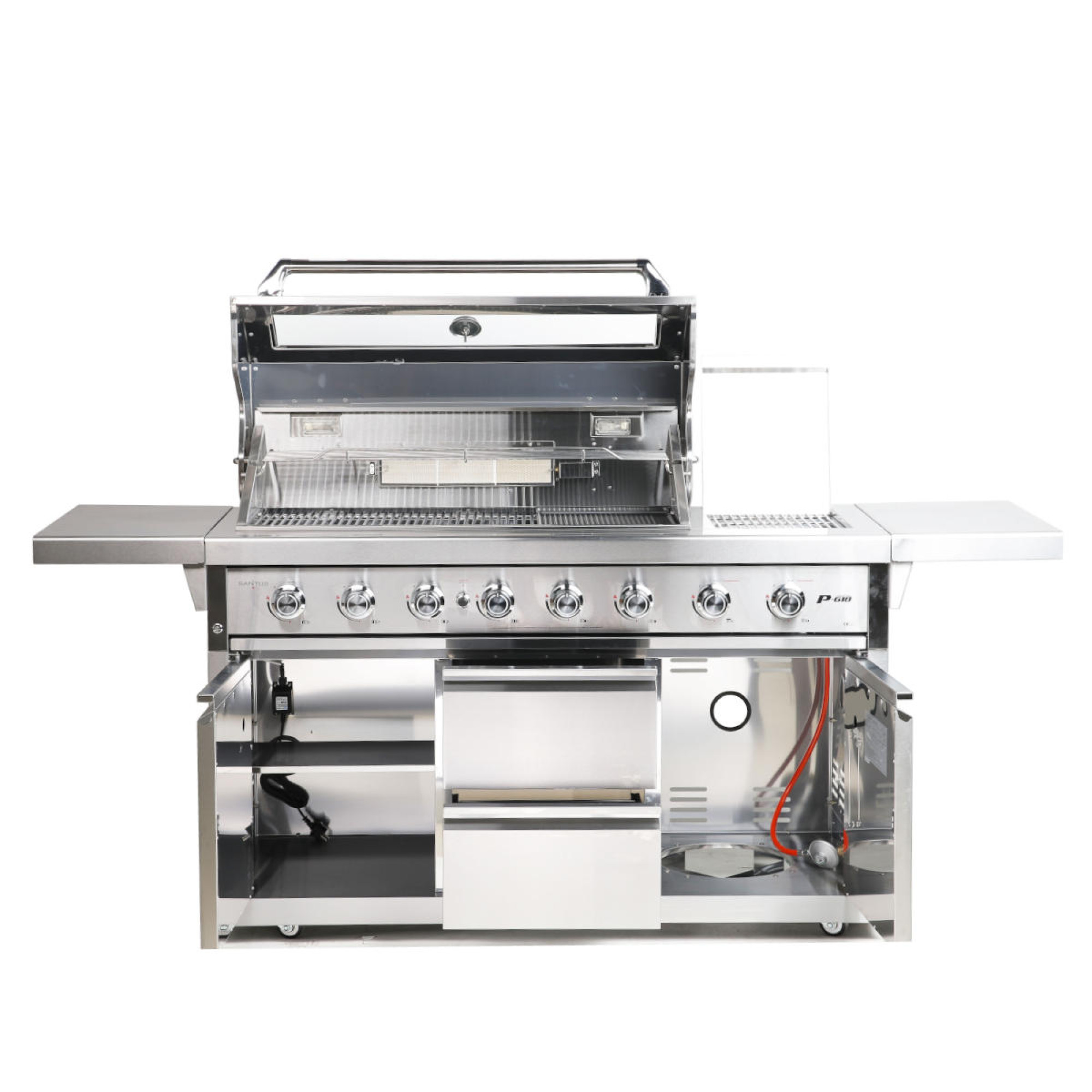 Газовий гриль SANTOS P-618, з бічним і заднім пальниками, нержавіюча сталь 900327 - 3 - Robinzon.ua