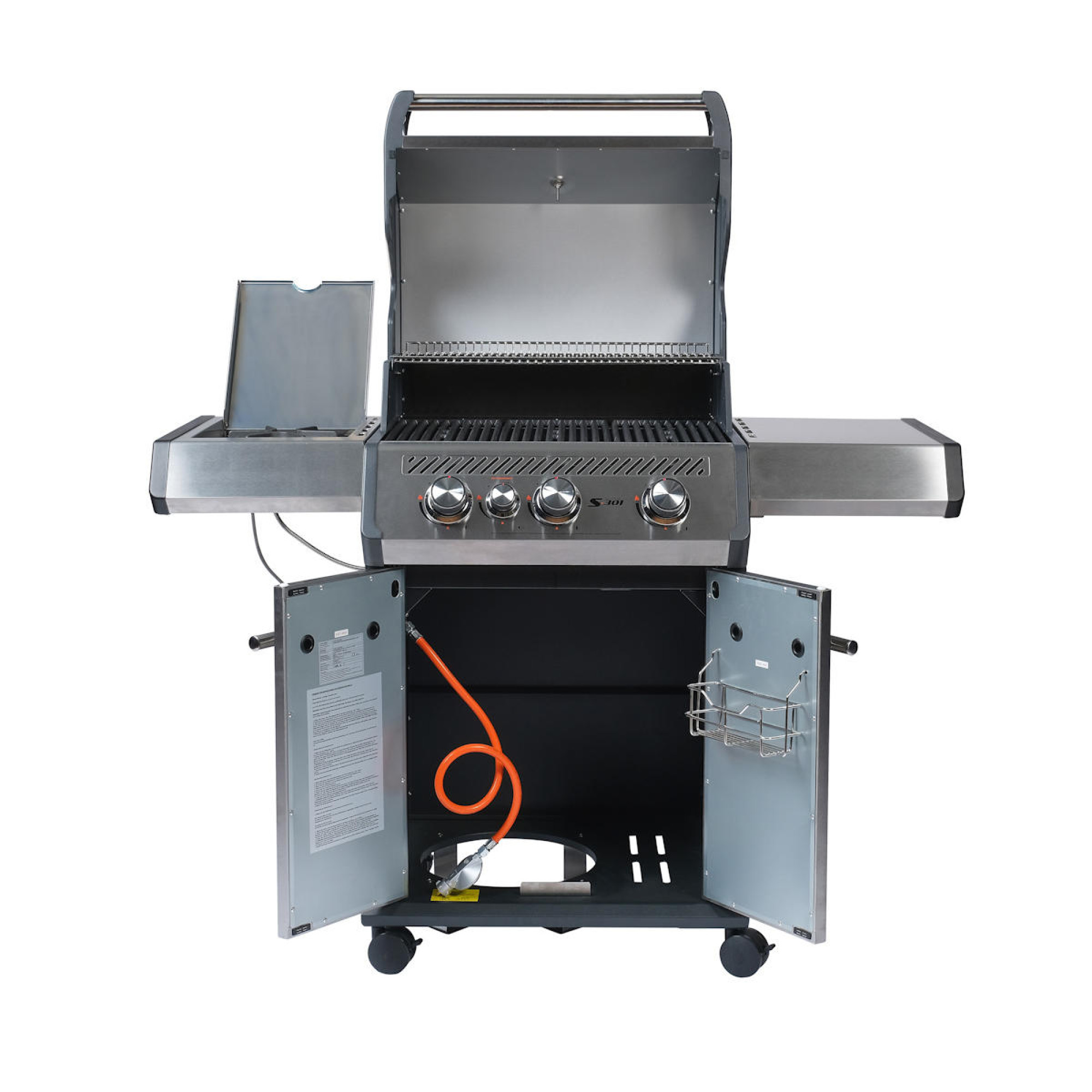 Газовый гриль SANTOS S-301, с боковым горелкой, нержавеющая сталь 900242. - 1 - Robinzon.ua