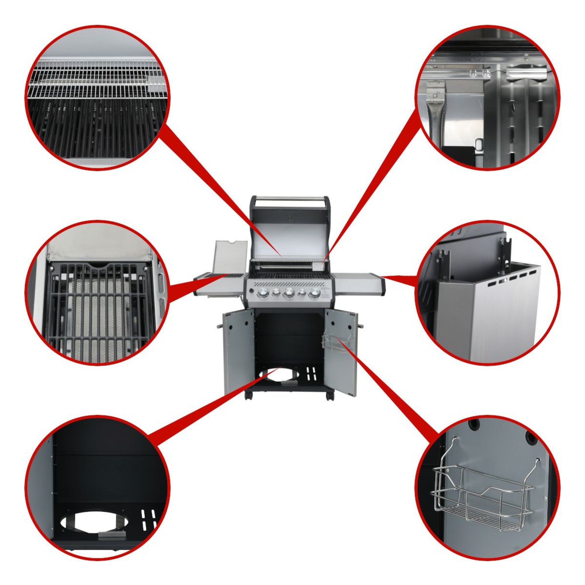 Газовий гриль SANTOS S-318 Black, з бічним і заднім пальниками, чорний 900273 - 2 - Robinzon.ua