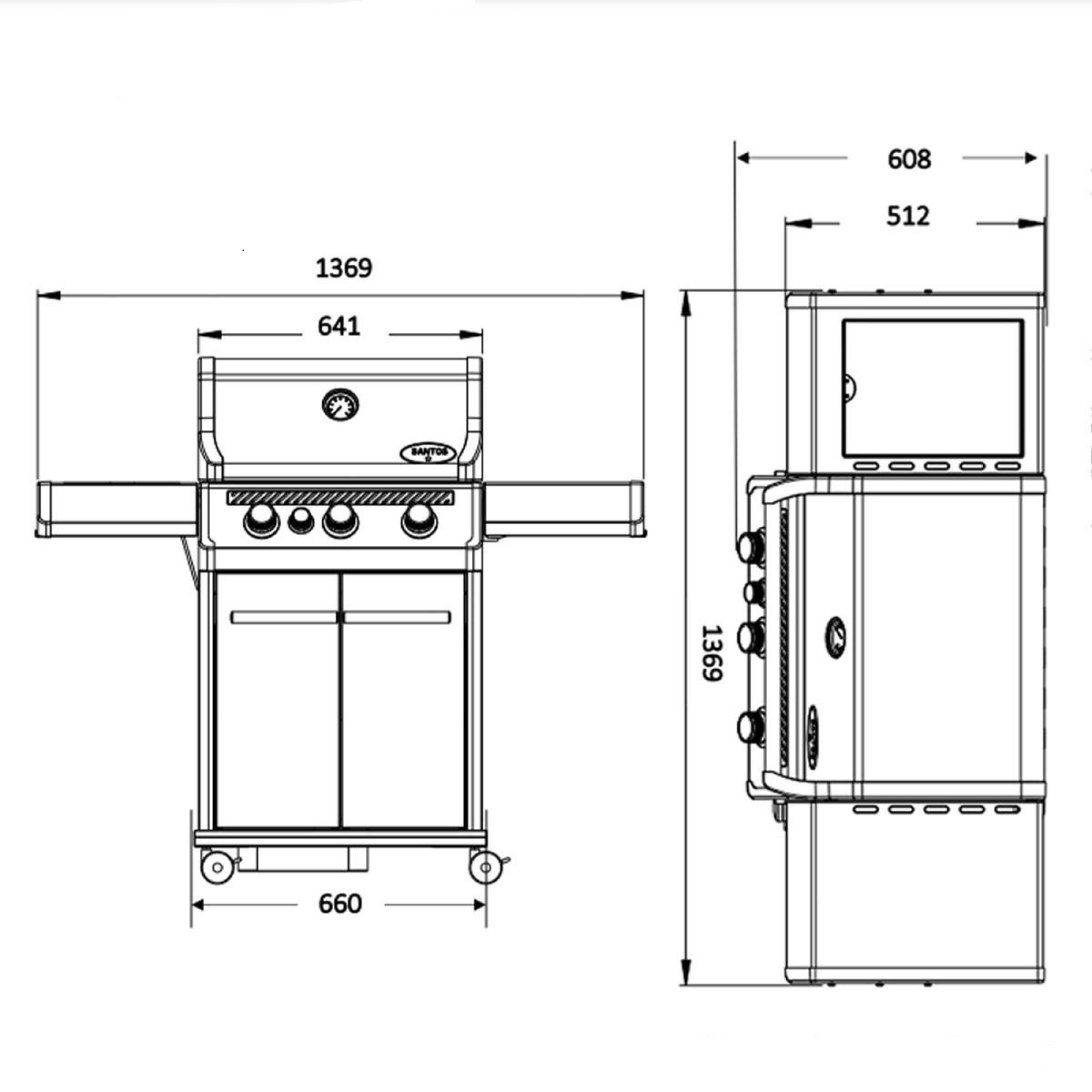 Газовий гриль SANTOS S-318 Black, з бічним і заднім пальниками, чорний 900273 - 5 - Robinzon.ua