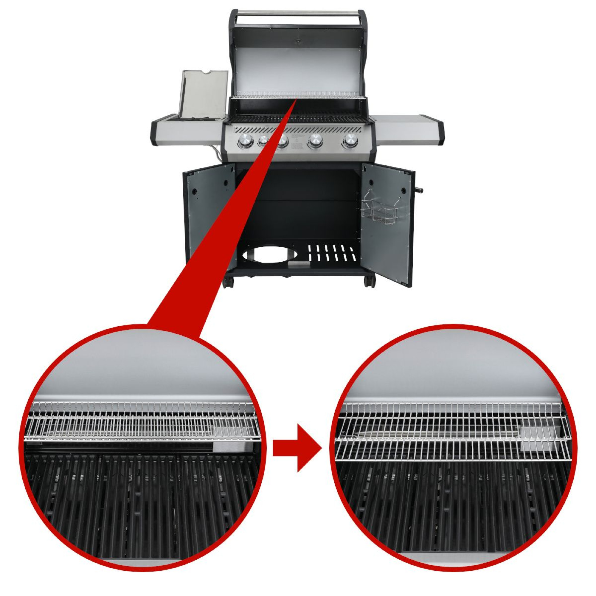 Газовый гриль SANTOS S-401, с боковым горелкой, нержавеющая сталь 900266. - 3 - Robinzon.ua