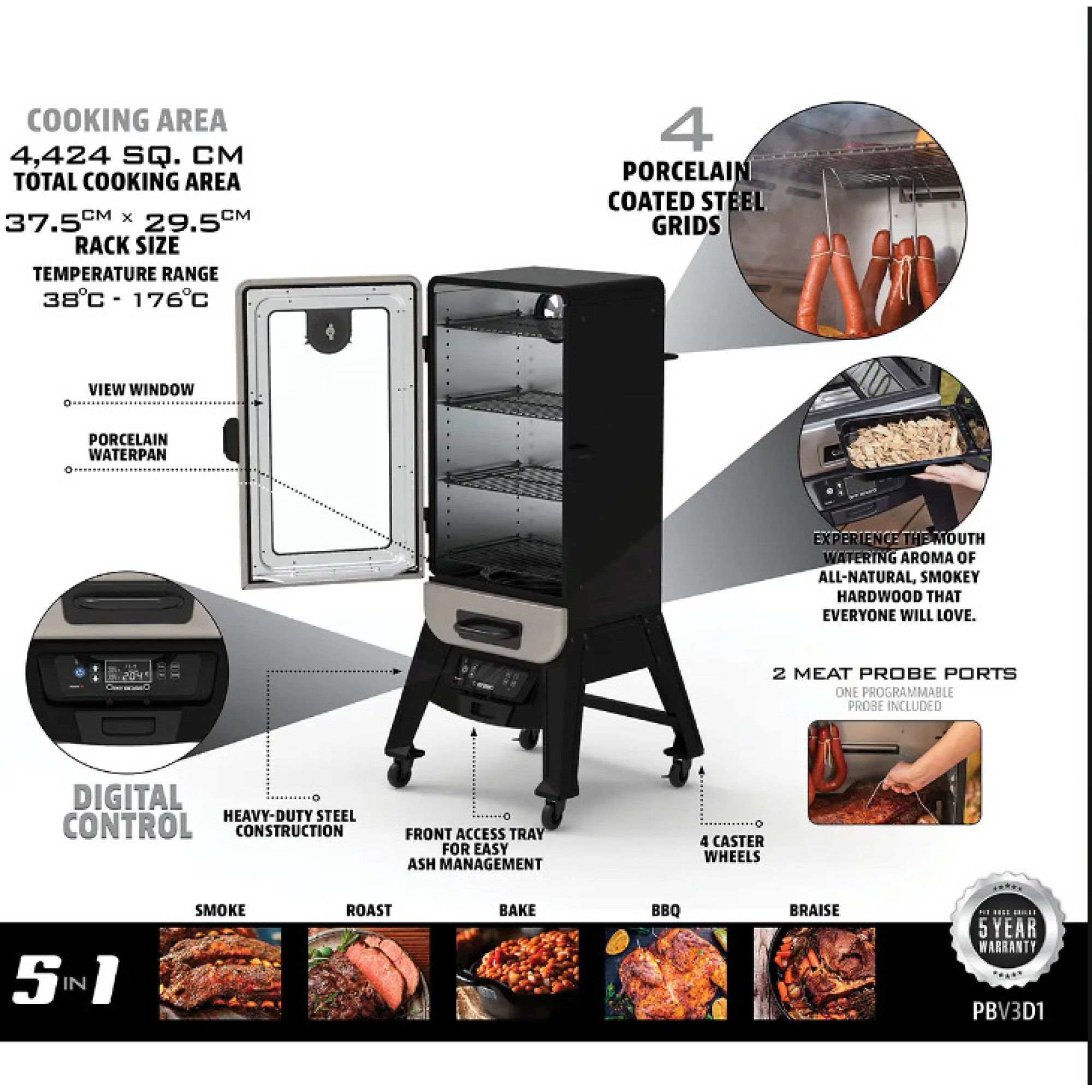 Электрический гриль-смокер Pit Boss 3-Series Digital Electric, 10600. - 6 - Robinzon.ua