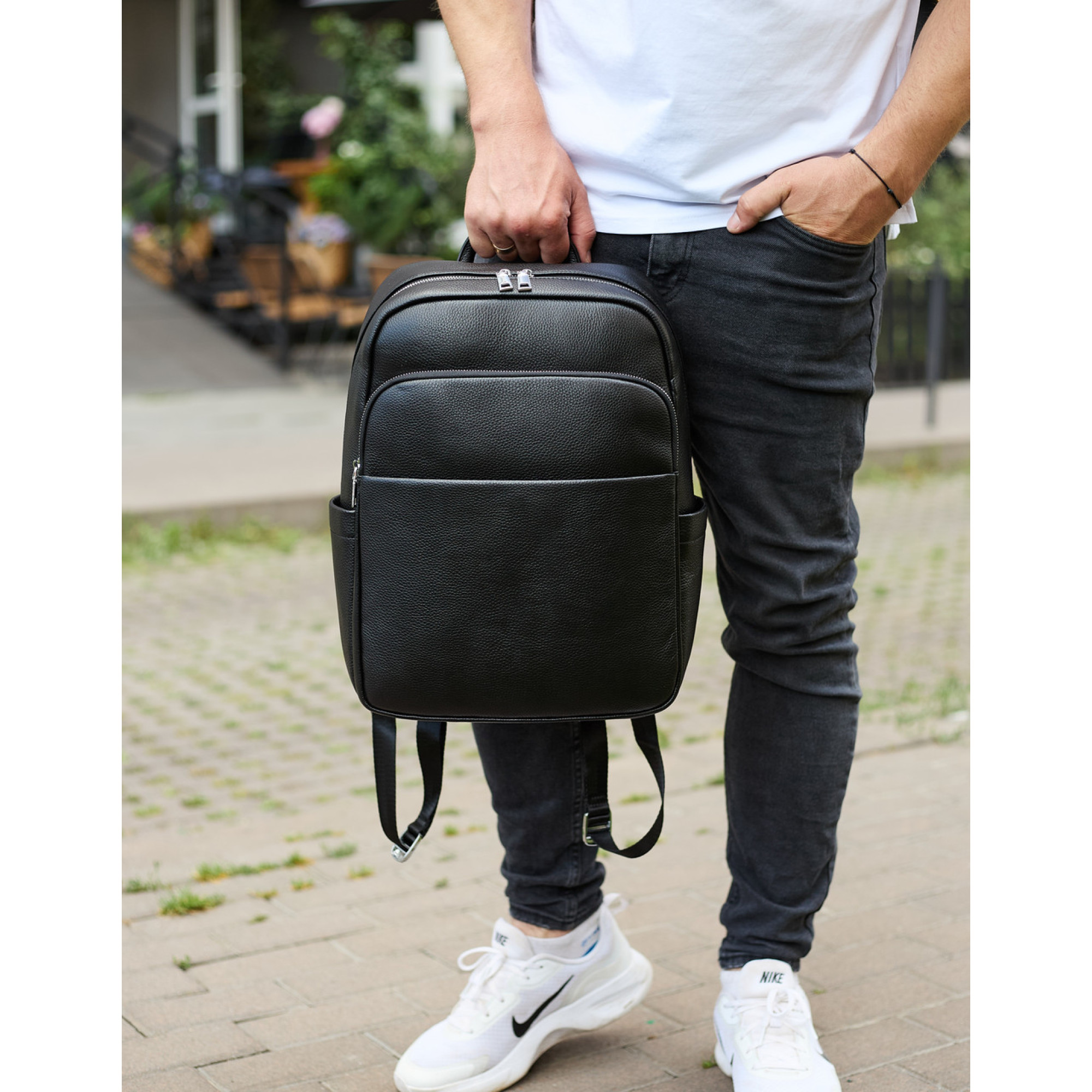 Кожаный мужской рюкзак классический черный из натуральной кожи качественный Tiding Bag 78672 - 6 - Robinzon.ua