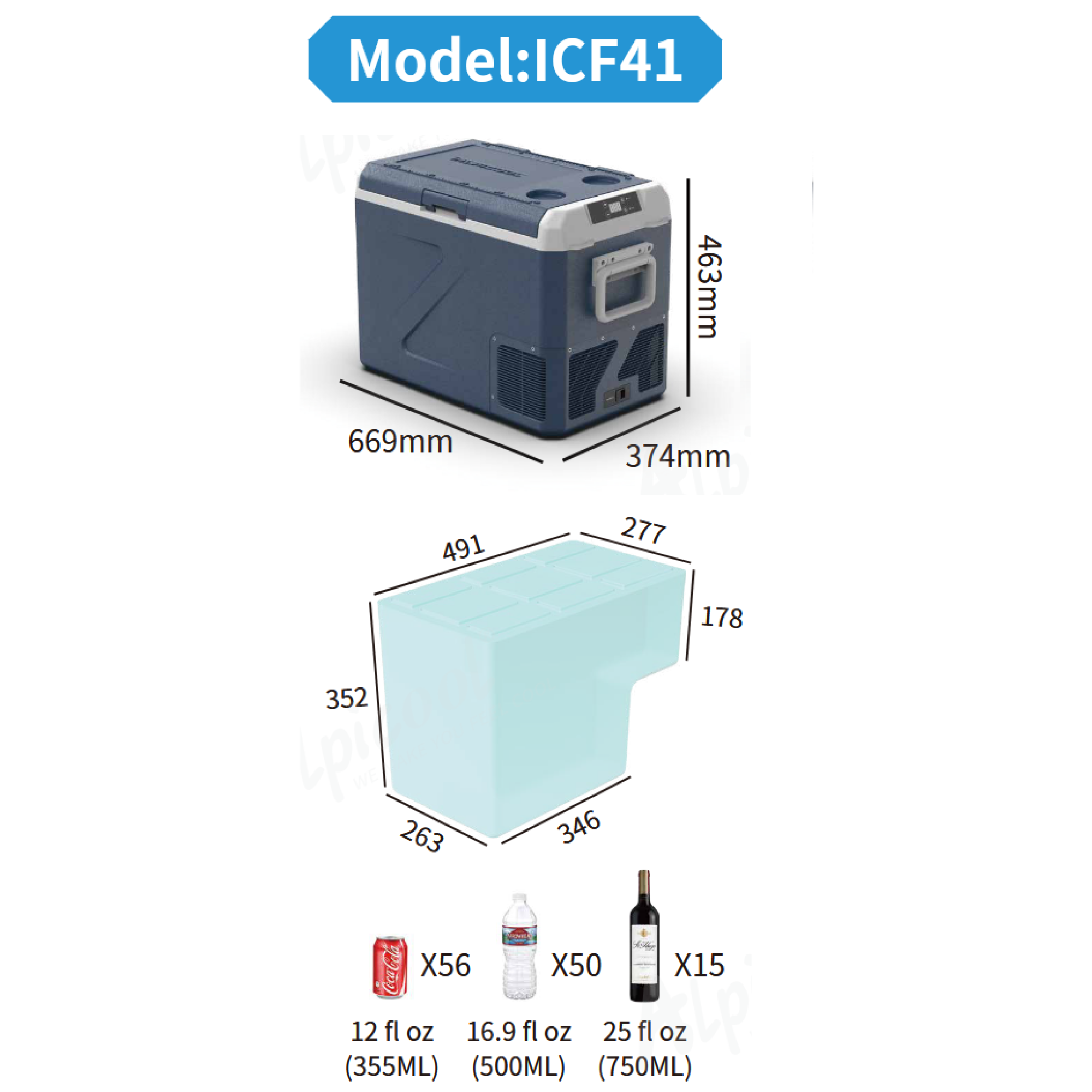 Компресорний автохолодильник Alpicool ICF41 (40 літрів). До -20℃, (12, 24, 220 вольт) - 5 - Robinzon.ua