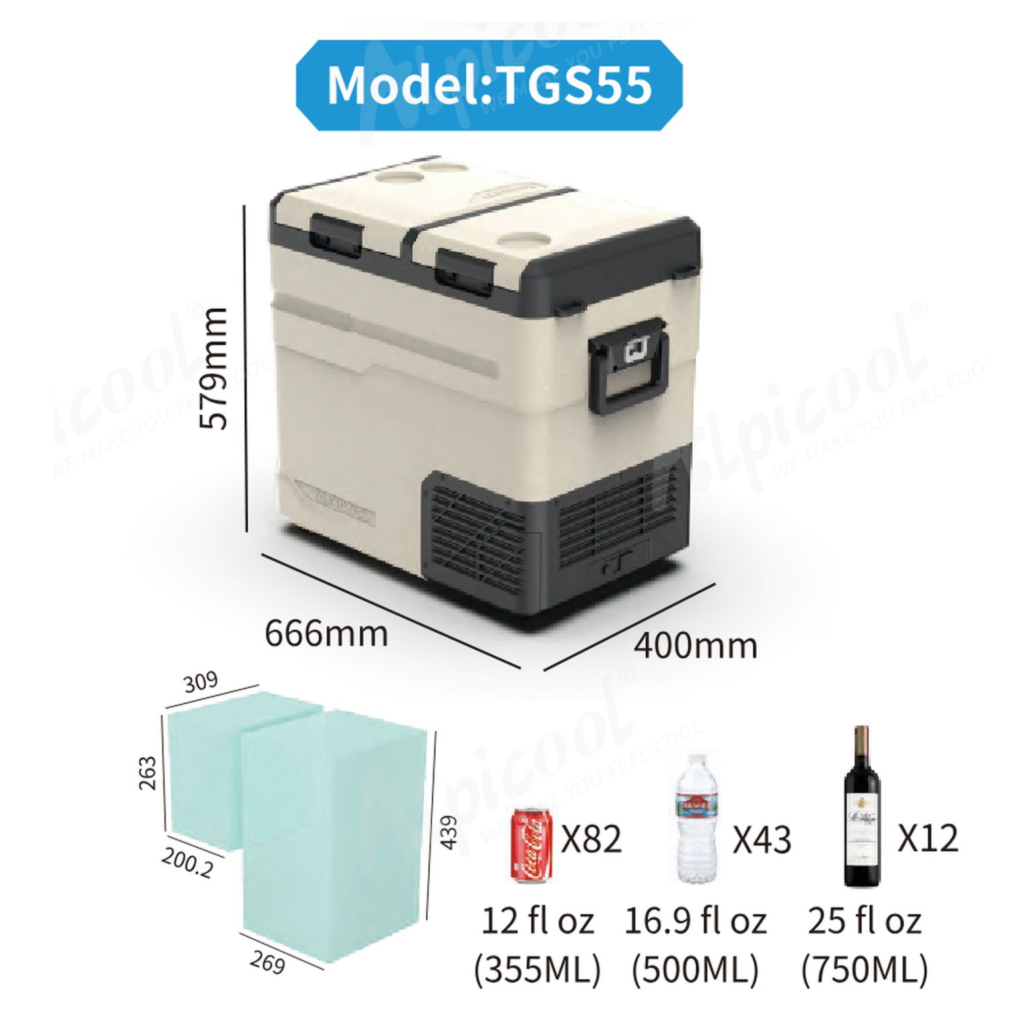 Компресорний автохолодильник Alpicool TGS55 (55 літрів). Двокамерний. До -20℃, (12, 24, 220 вольт) - 5 - Robinzon.ua