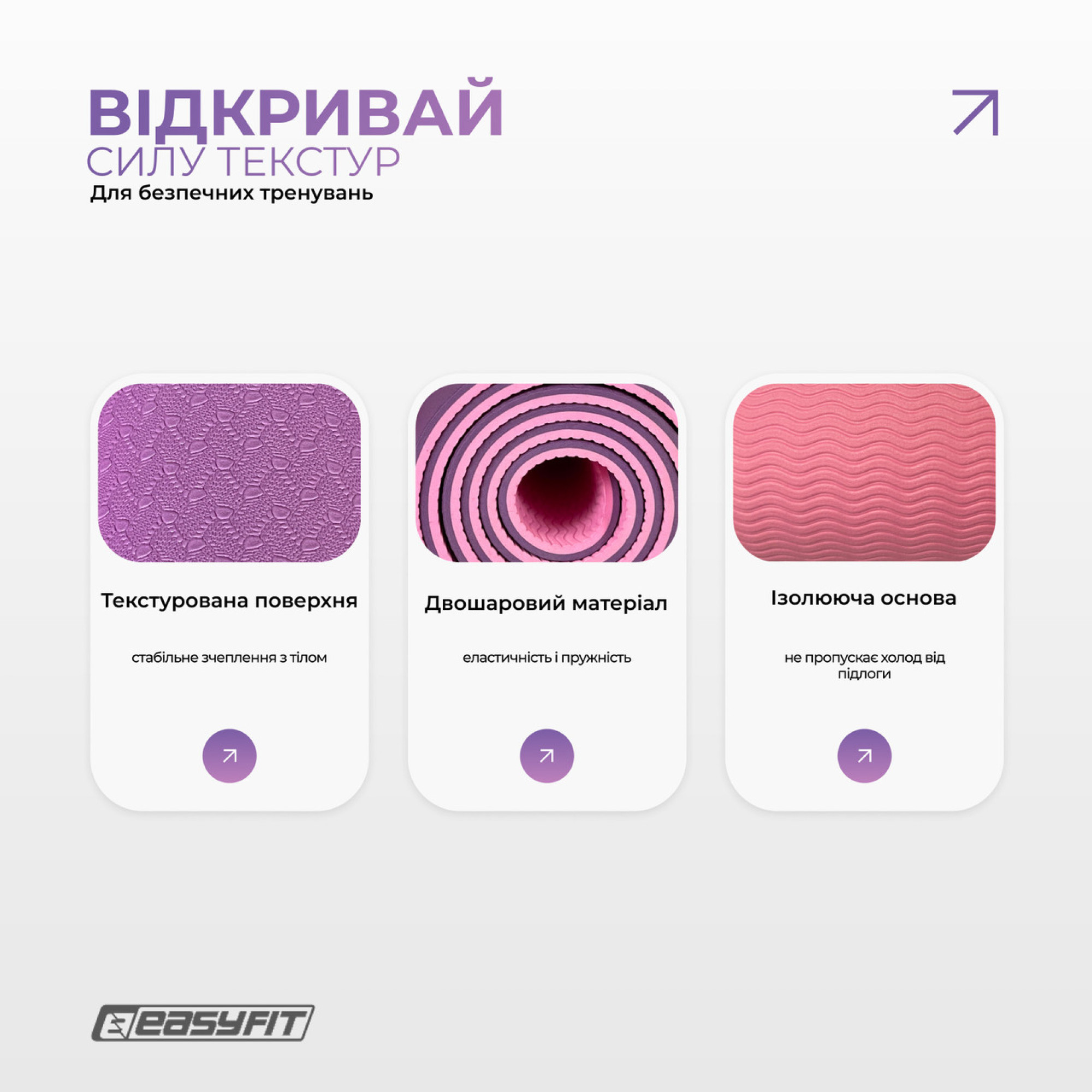 Килимок для йоги та фітнесу EasyFit Polarity Padma з ремнем - 3 - Robinzon.ua