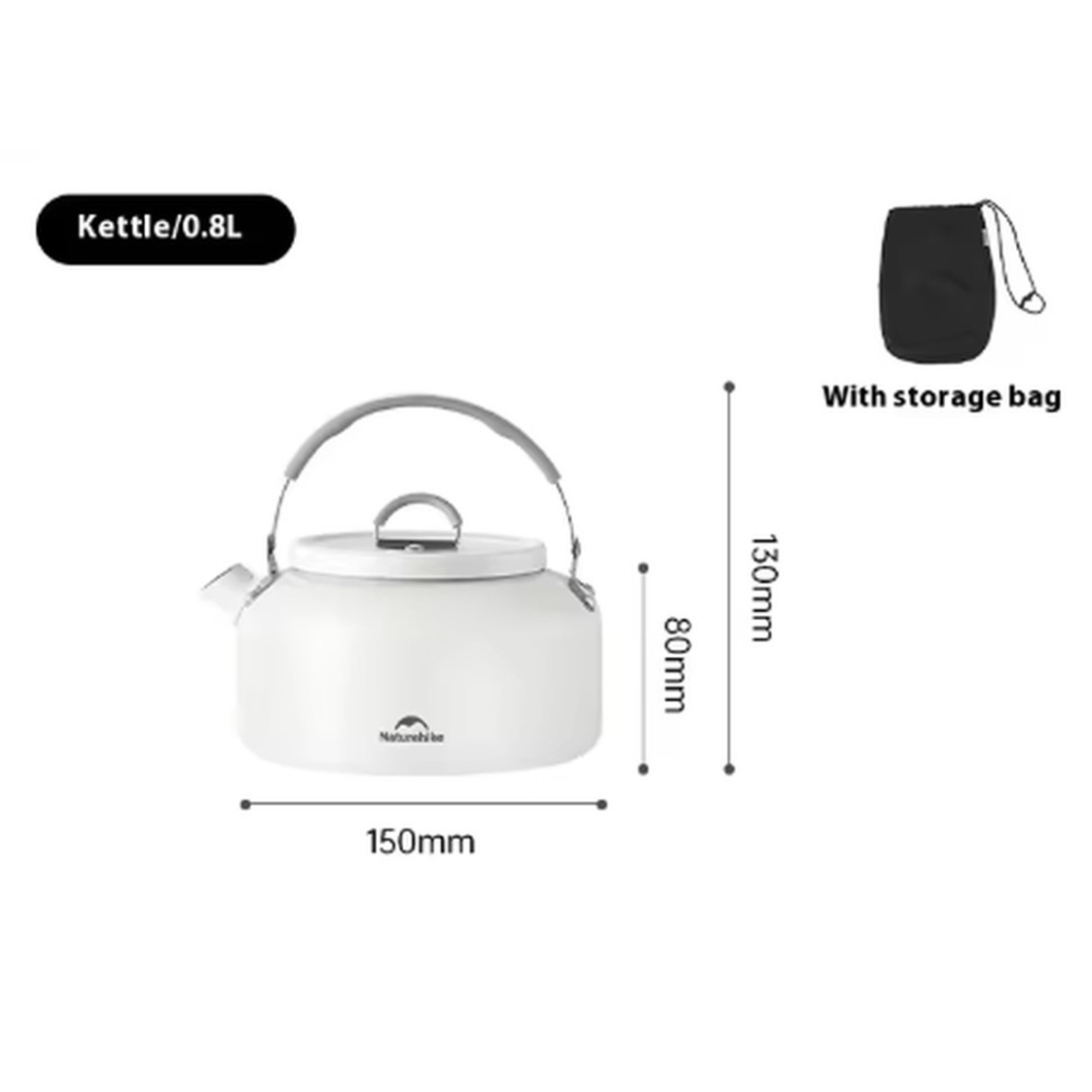 Чайник з керамічним антипригарним покриттям Naturehike CNK2450CF013 0,8 л, алюміній, білий - 3 - Robinzon.ua