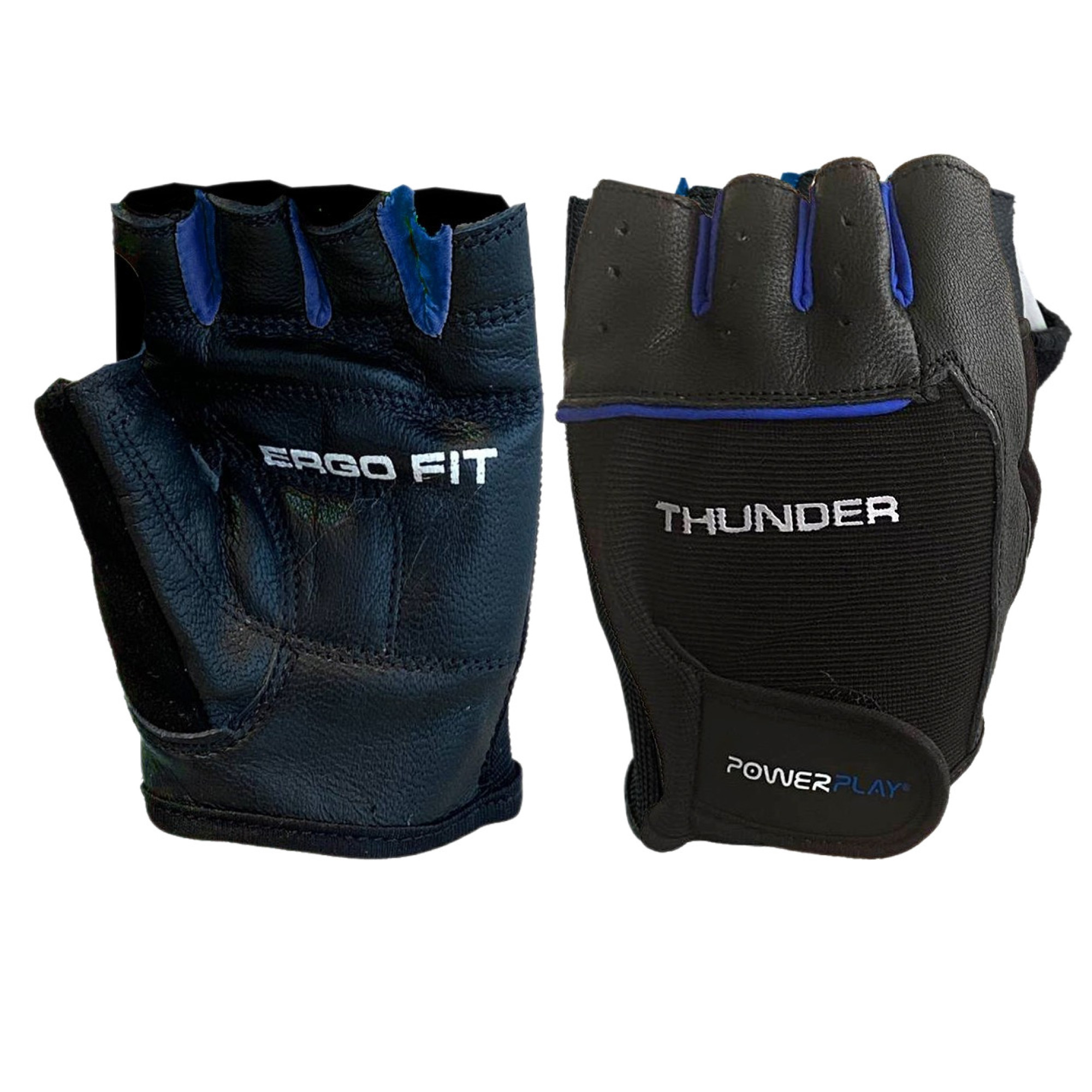 Рукавички для фітнесу PowerPlay 9058 Thunder чорно-сині L - Robinzon.ua