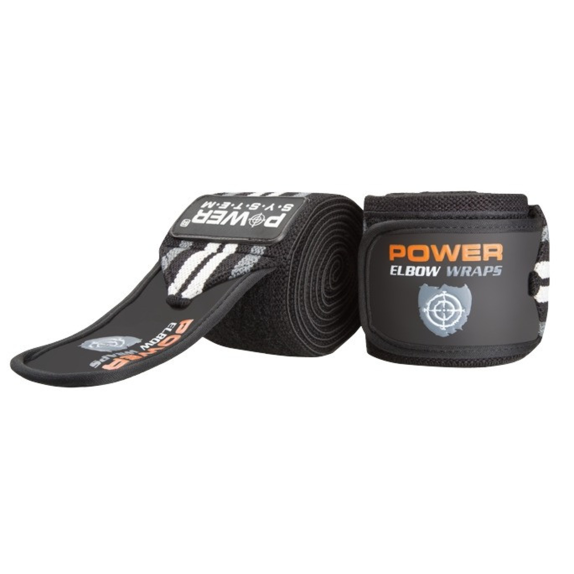 Еластичні бинти на лікоть Power System PS-3600 Elbow Wraps Grey/Black (пара) - 1 - Robinzon.ua